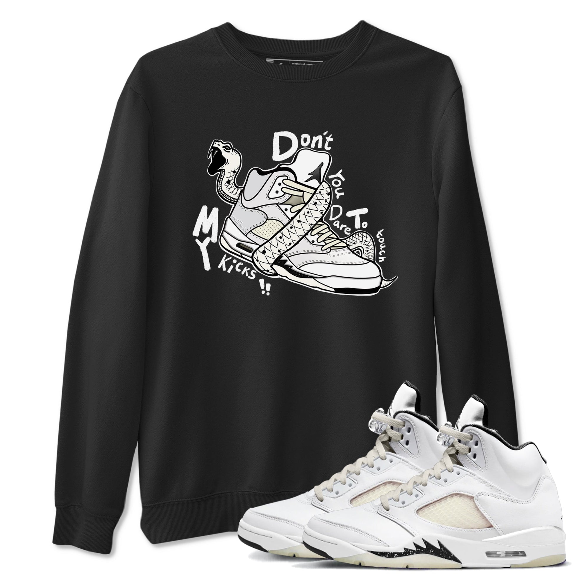 AJ5 Sail shirt to match jordans Don't Touch My Kicks sneaker tees Air Jordan 5 Sail SNRT Sneaker Release Tees unisex cotton Black 1 crew neck shirt