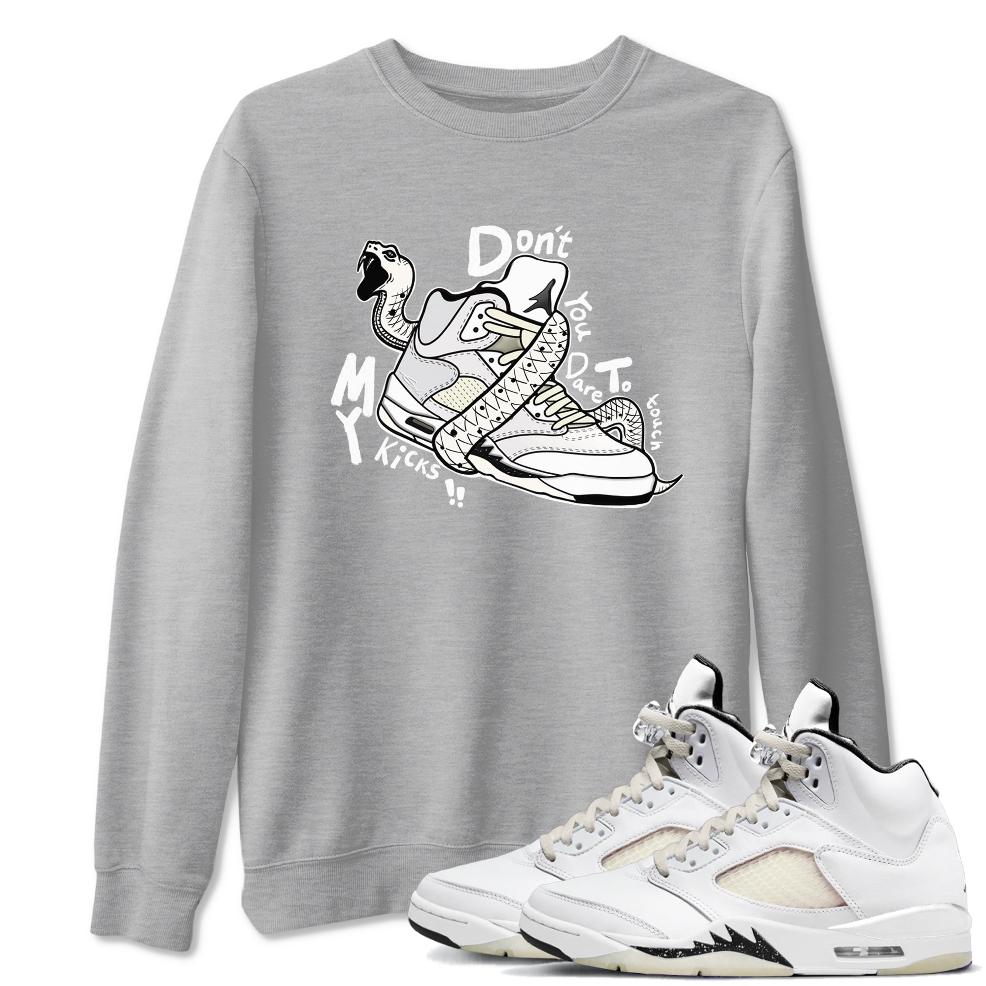 AJ5 Sail shirt to match jordans Don't Touch My Kicks sneaker tees Air Jordan 5 Sail SNRT Sneaker Release Tees unisex cotton Heather Grey 1 crew neck shirt