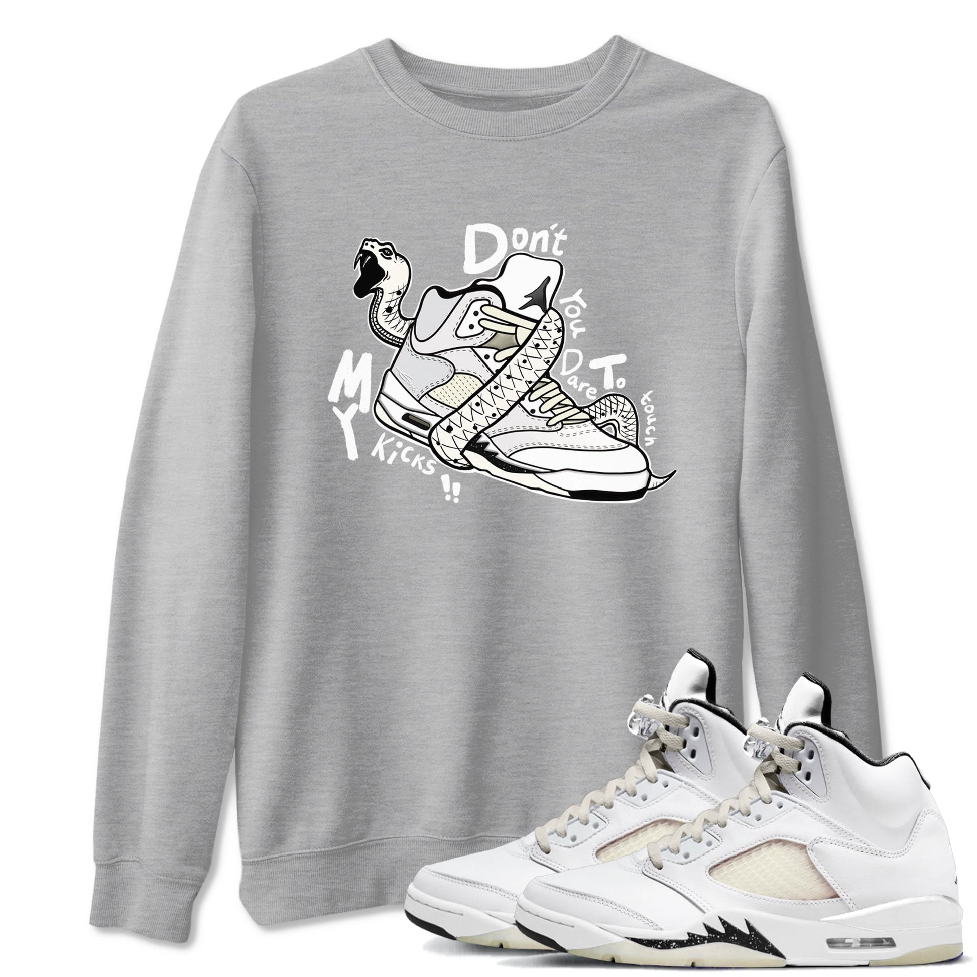 AJ5 Sail shirt to match jordans Don't Touch My Kicks sneaker tees Air Jordan 5 Sail SNRT Sneaker Release Tees unisex cotton Heather Grey 1 crew neck shirt