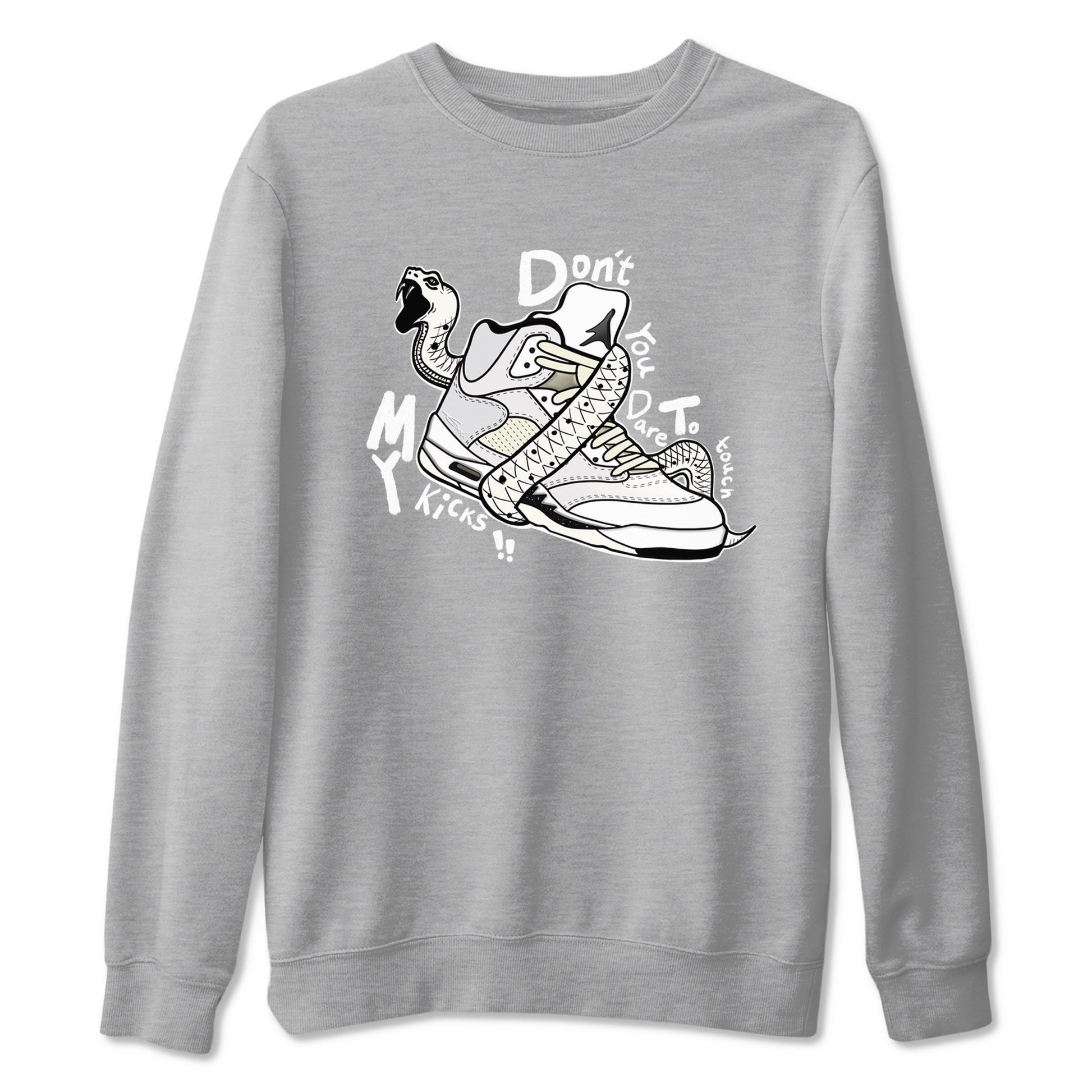 AJ5 Sail shirt to match jordans Don't Touch My Kicks sneaker tees Air Jordan 5 Sail SNRT Sneaker Release Tees unisex cotton Heather Grey 2 crew neck shirt