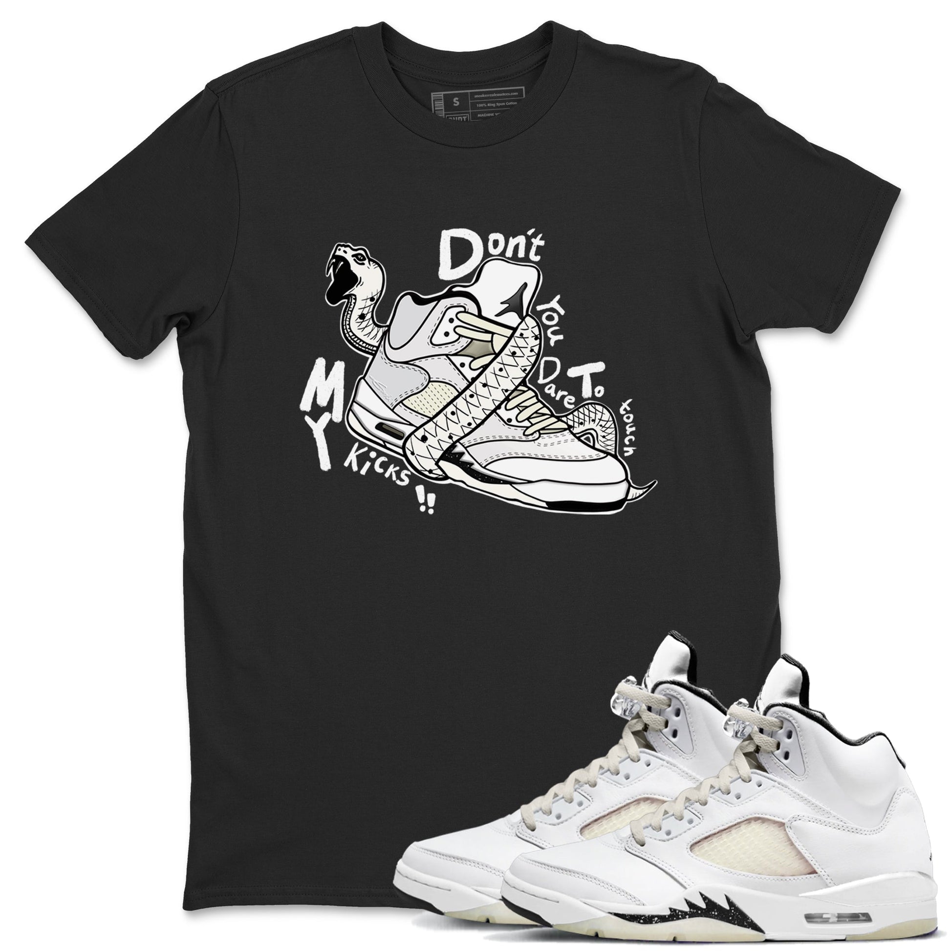AJ5 Sail shirt to match jordans Don't Touch My Kicks sneaker tees Air Jordan 5 Sail SNRT Sneaker Release Tees unisex cotton Black 1 crew neck shirt
