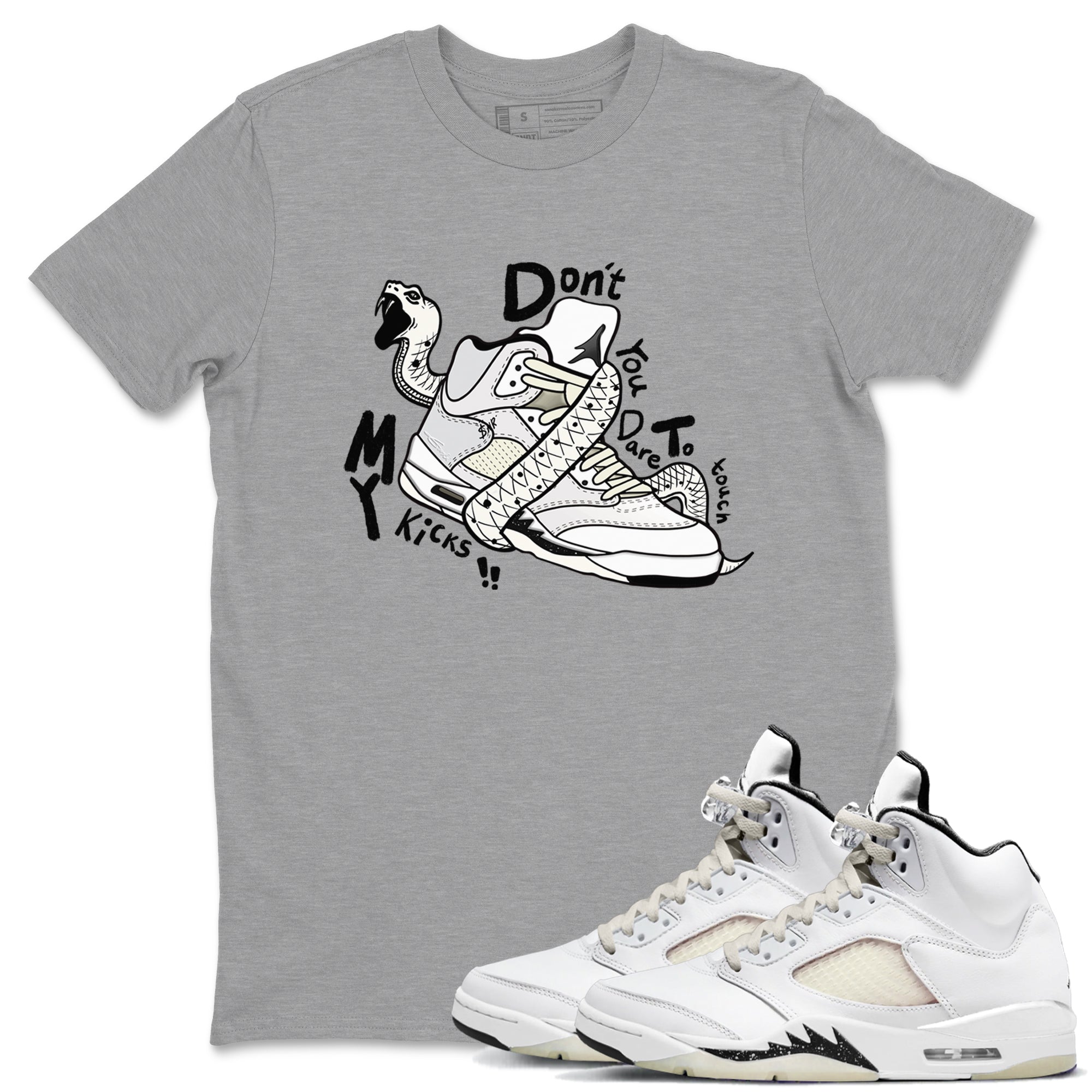 AJ5 Sail shirt to match jordans Don't Touch My Kicks sneaker tees Air Jordan 5 Sail SNRT Sneaker Release Tees unisex cotton Heather Grey 1 crew neck shirt
