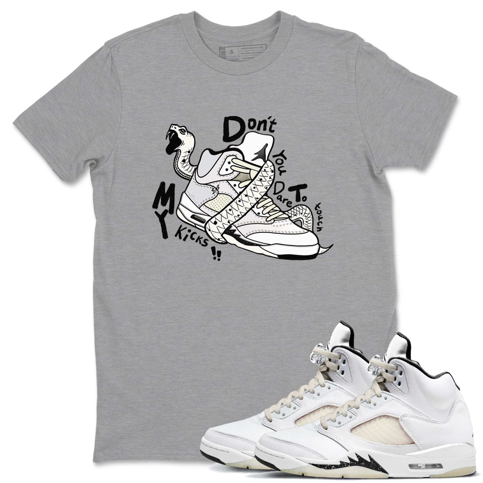 AJ5 Sail shirt to match jordans Don't Touch My Kicks sneaker tees Air Jordan 5 Sail SNRT Sneaker Release Tees unisex cotton Heather Grey 1 crew neck shirt