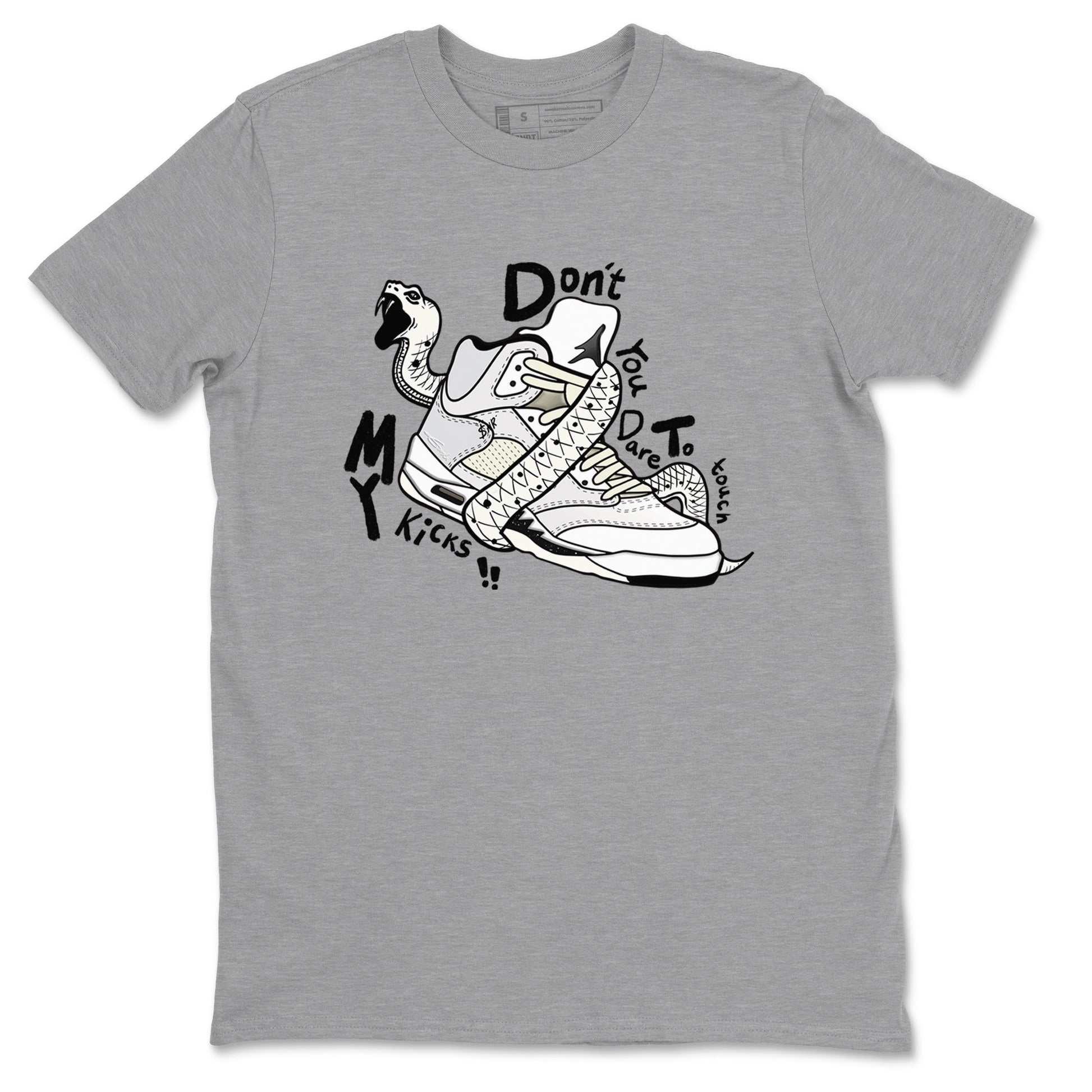 AJ5 Sail shirt to match jordans Don't Touch My Kicks sneaker tees Air Jordan 5 Sail SNRT Sneaker Release Tees unisex cotton Heather Grey 2 crew neck shirt