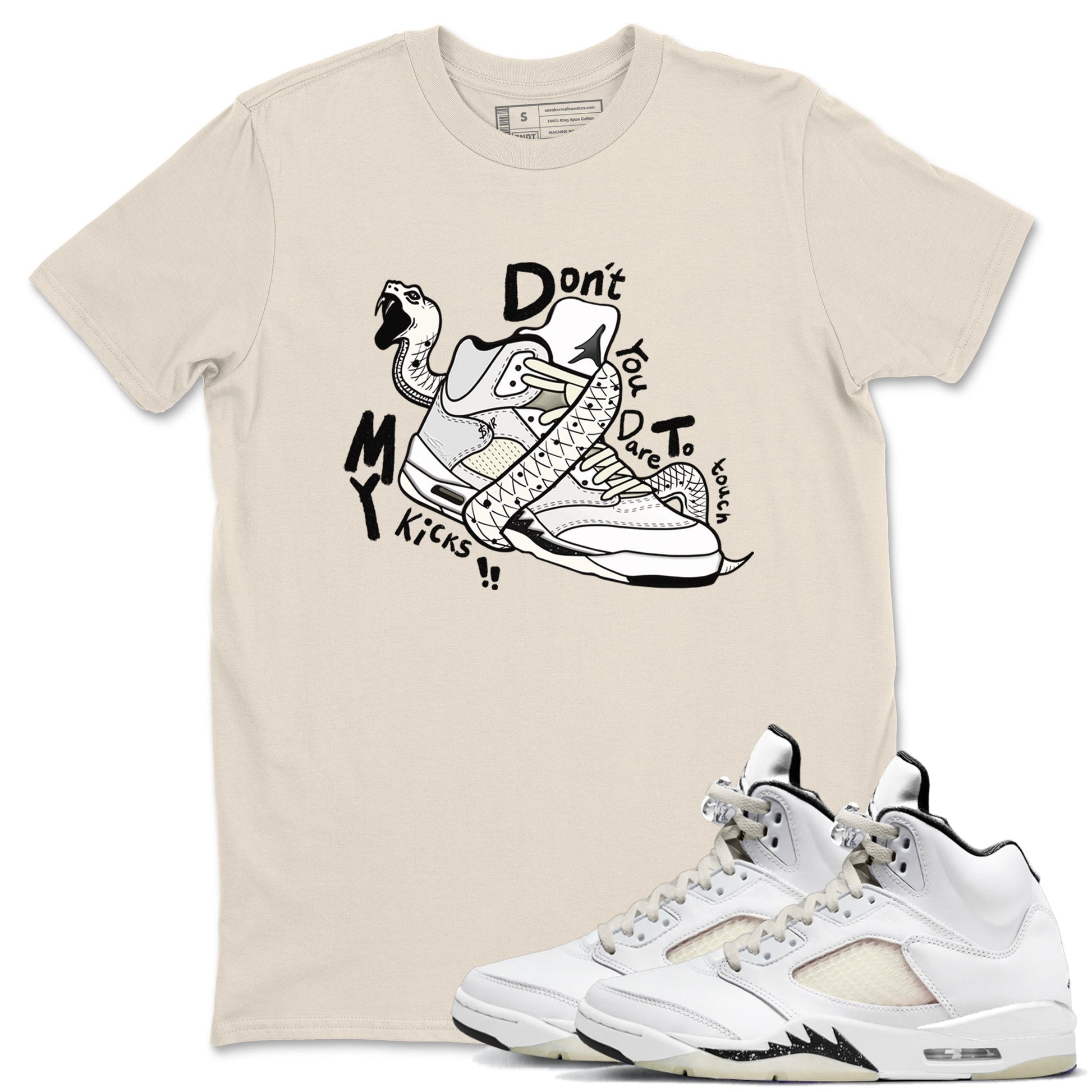 AJ5 Sail shirt to match jordans Don't Touch My Kicks sneaker tees Air Jordan 5 Sail SNRT Sneaker Release Tees unisex cotton Natural 1 crew neck shirt