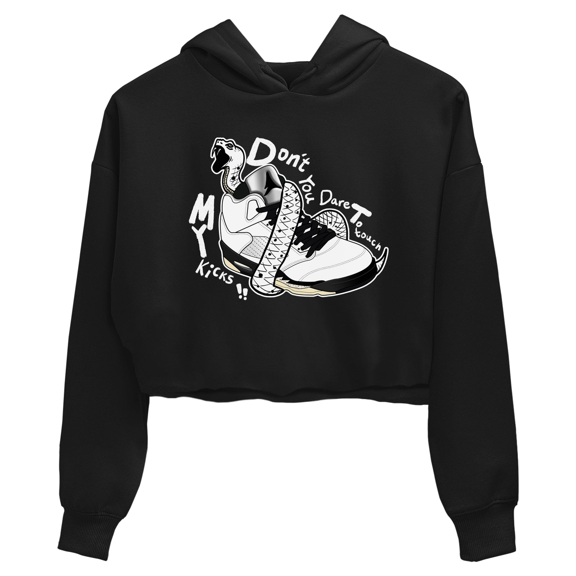 5s White Black shirts to match jordans Don't Touch My Kicks sneaker match tees Air Jordan 5 Retro White Black match shoes to clothes SNRT Sneaker Tees unisex cotton Black 2 crop tee