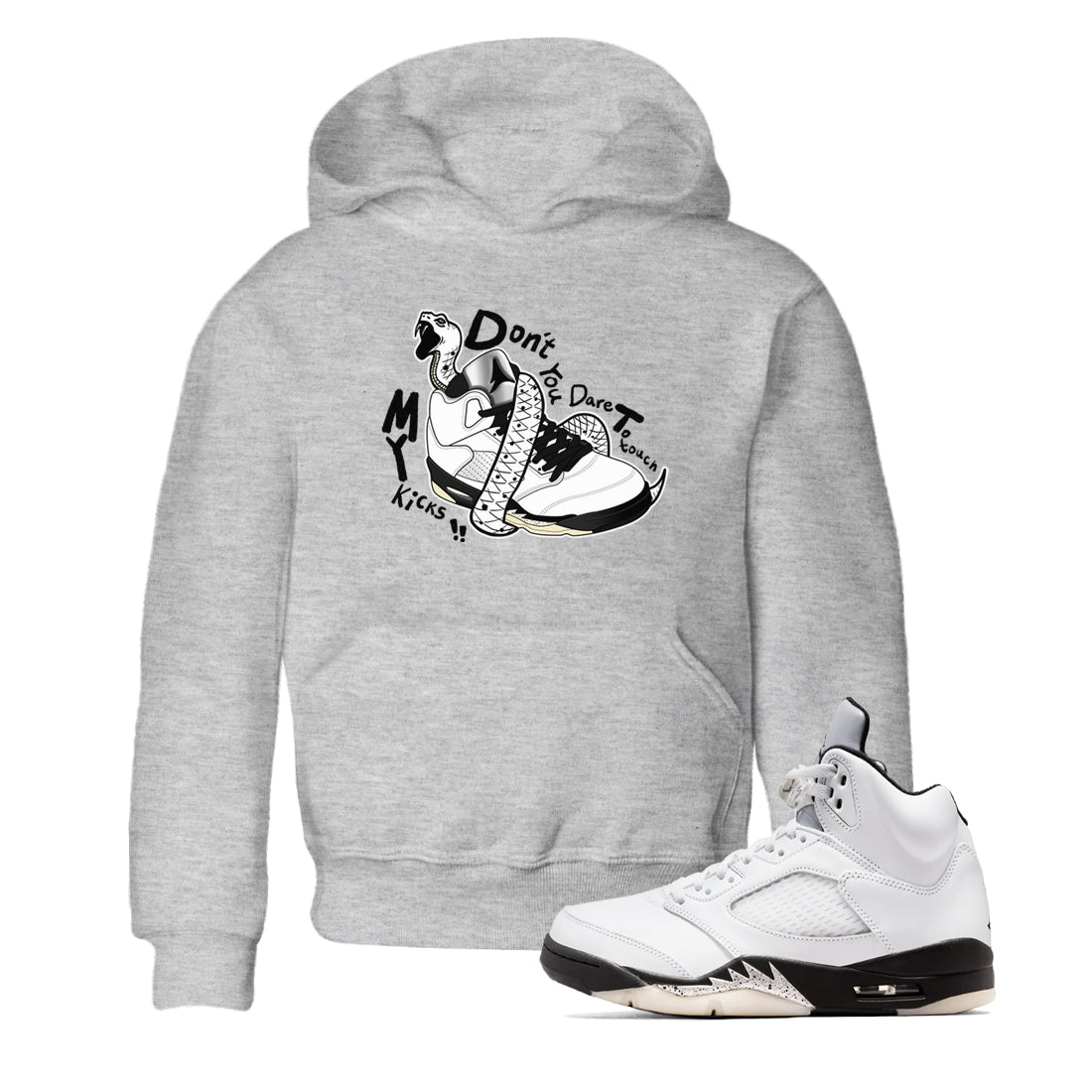 5s White Black shirts to match jordans Don't Touch My Kicks sneaker match tees Air Jordan 5 Retro White Black match shoes to clothes SNRT Sneaker Tees Youth Baby Heather Grey 1 tee