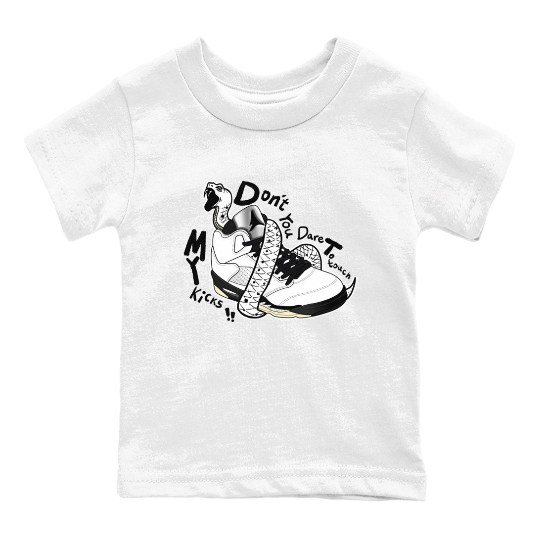 5s White Black shirts to match jordans Don't Touch My Kicks sneaker match tees Air Jordan 5 Retro White Black match shoes to clothes SNRT Sneaker Tees Youth Baby White 2 tee