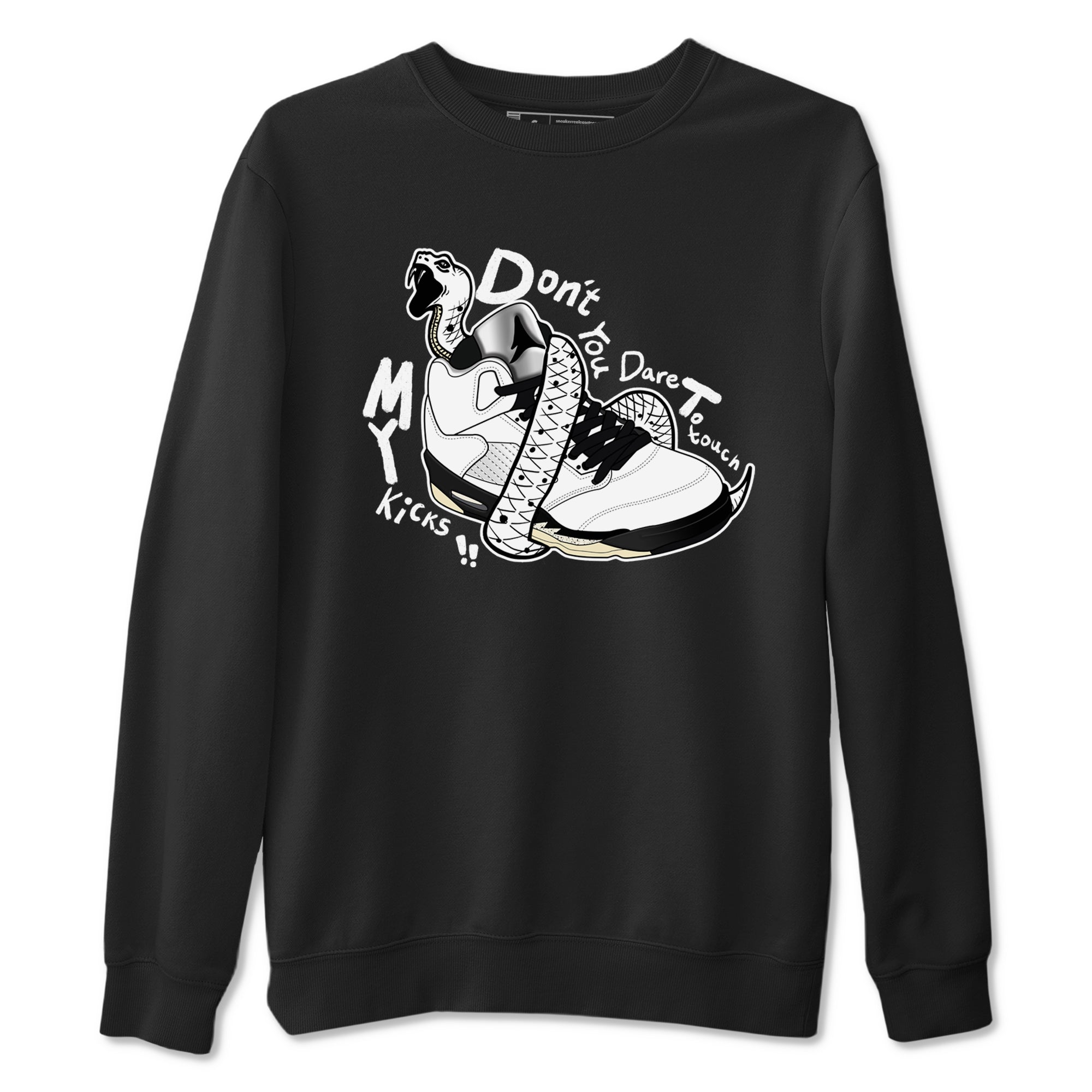 5s White Black shirts to match jordans Don't Touch My Kicks sneaker match tees Air Jordan 5 Retro White Black match shoes to clothes SNRT Sneaker Tees unisex cotton Black 2 shirts