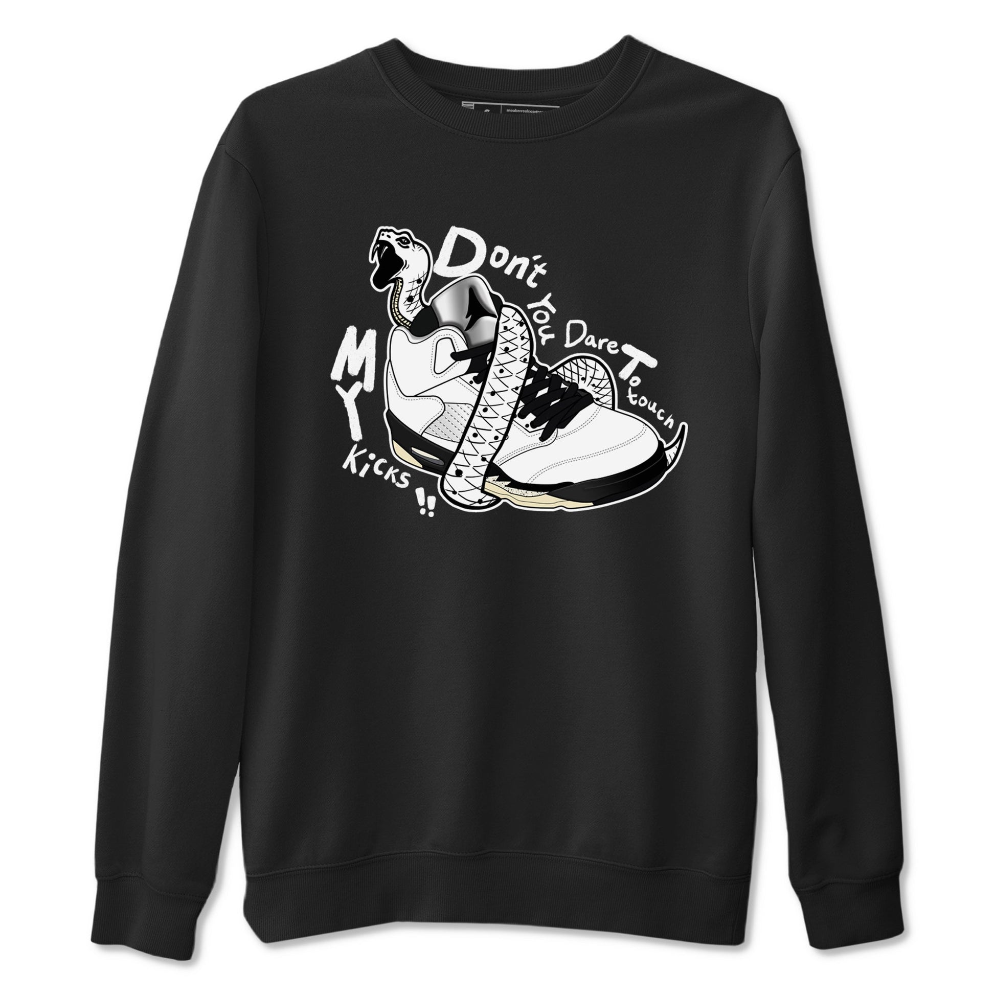 5s White Black shirts to match jordans Don't Touch My Kicks sneaker match tees Air Jordan 5 Retro White Black match shoes to clothes SNRT Sneaker Tees unisex cotton Black 2 shirts