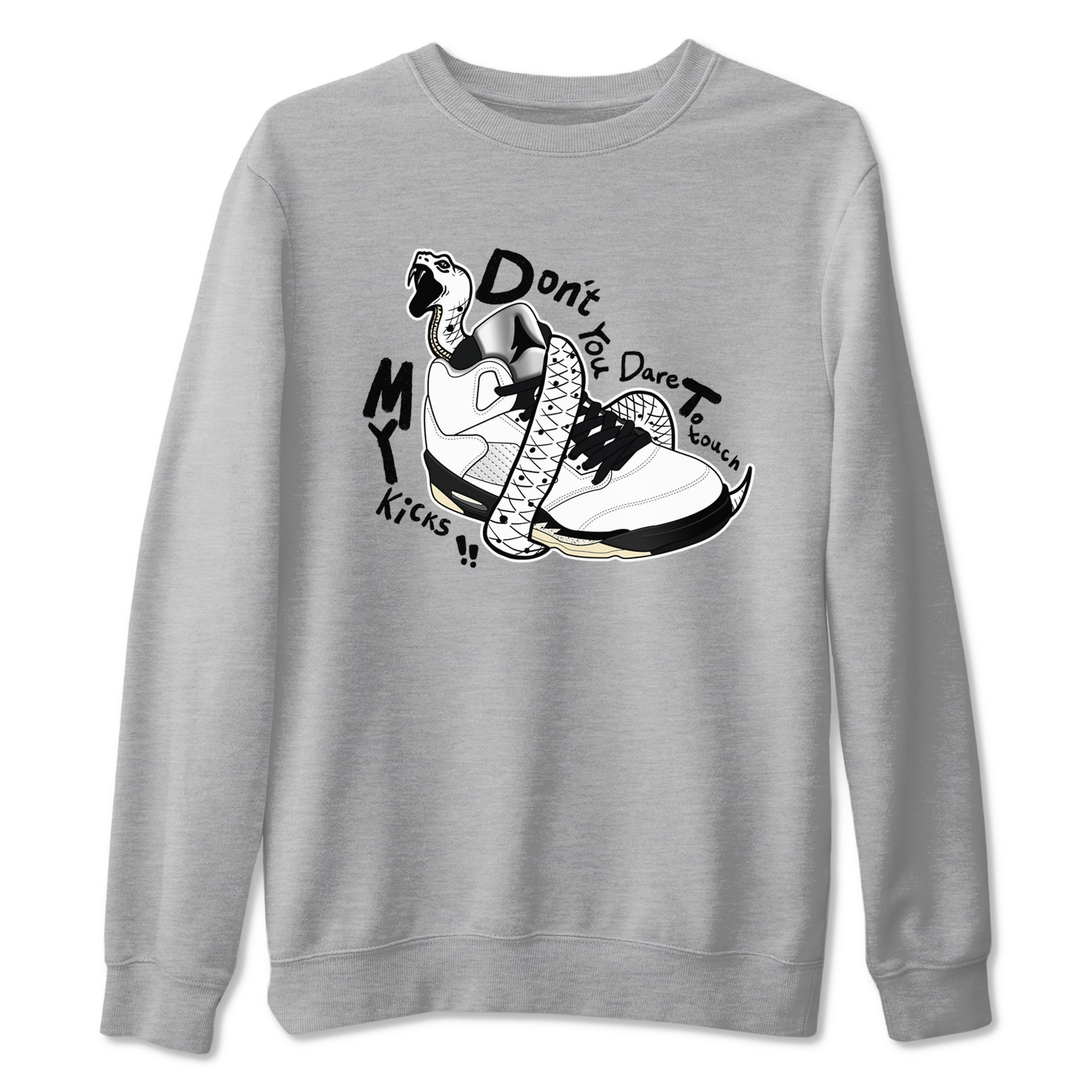5s White Black shirts to match jordans Don't Touch My Kicks sneaker match tees Air Jordan 5 Retro White Black match shoes to clothes SNRT Sneaker Tees unisex cotton Heather Grey 2 shirts