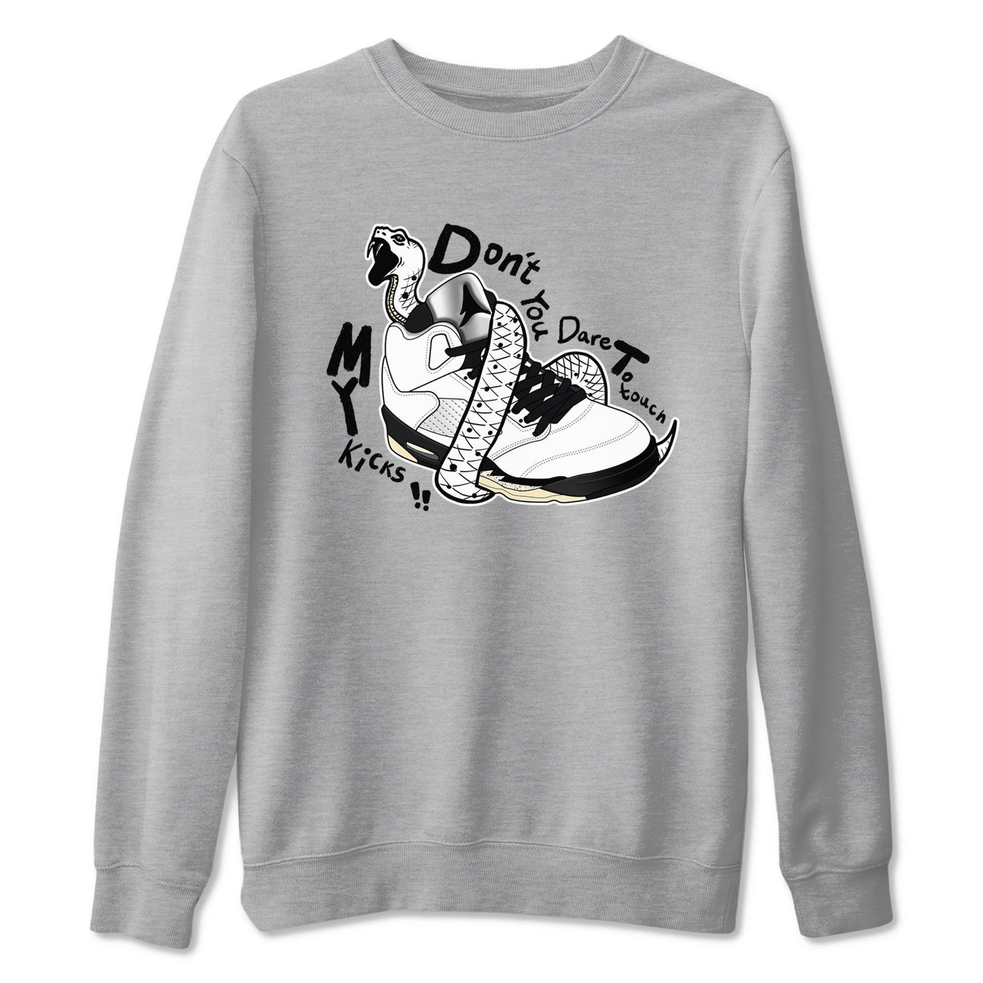 5s White Black shirts to match jordans Don't Touch My Kicks sneaker match tees Air Jordan 5 Retro White Black match shoes to clothes SNRT Sneaker Tees unisex cotton Heather Grey 2 shirts