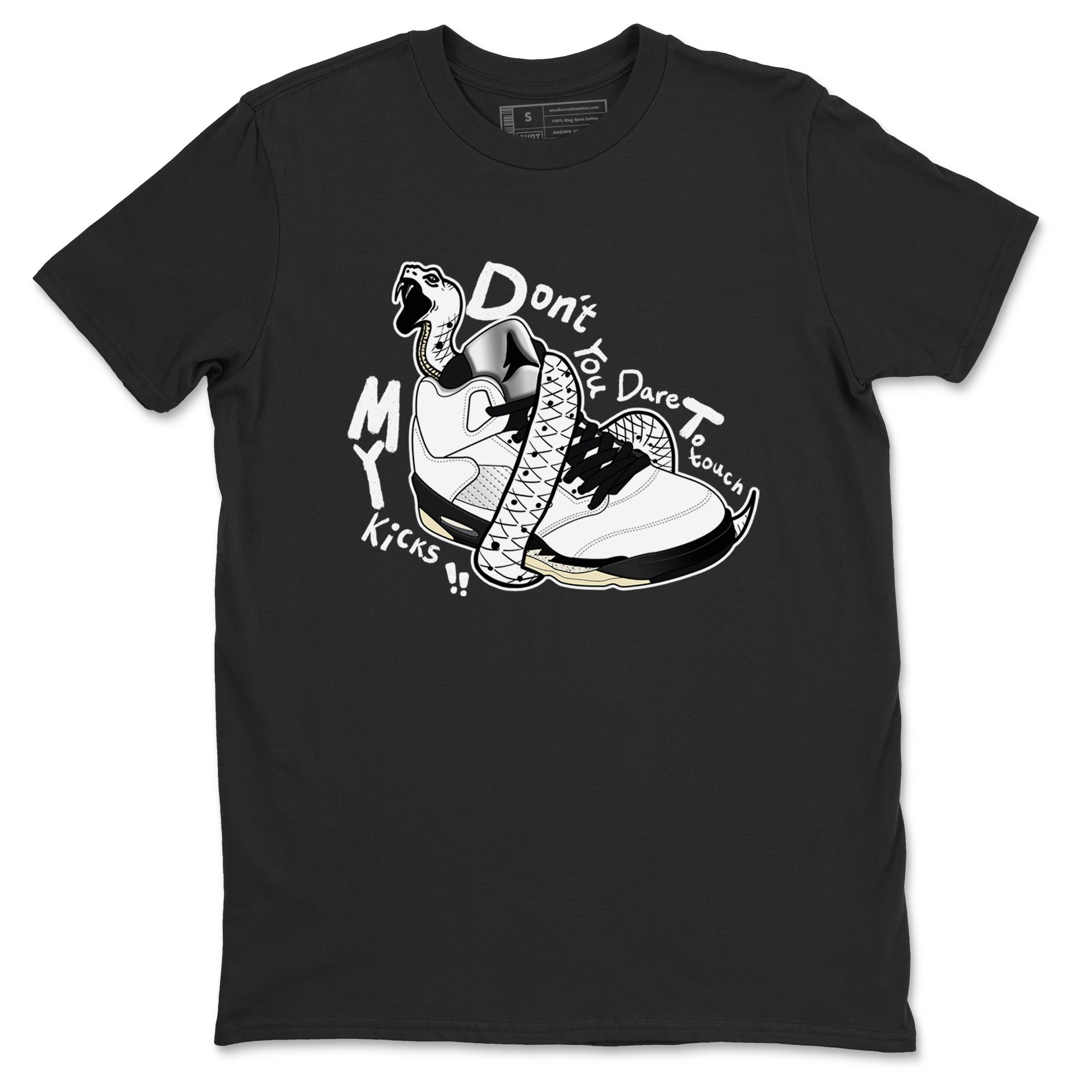 5s White Black shirts to match jordans Don't Touch My Kicks sneaker match tees Air Jordan 5 Retro White Black match shoes to clothes SNRT Sneaker Tees unisex cotton Black 2 shirts