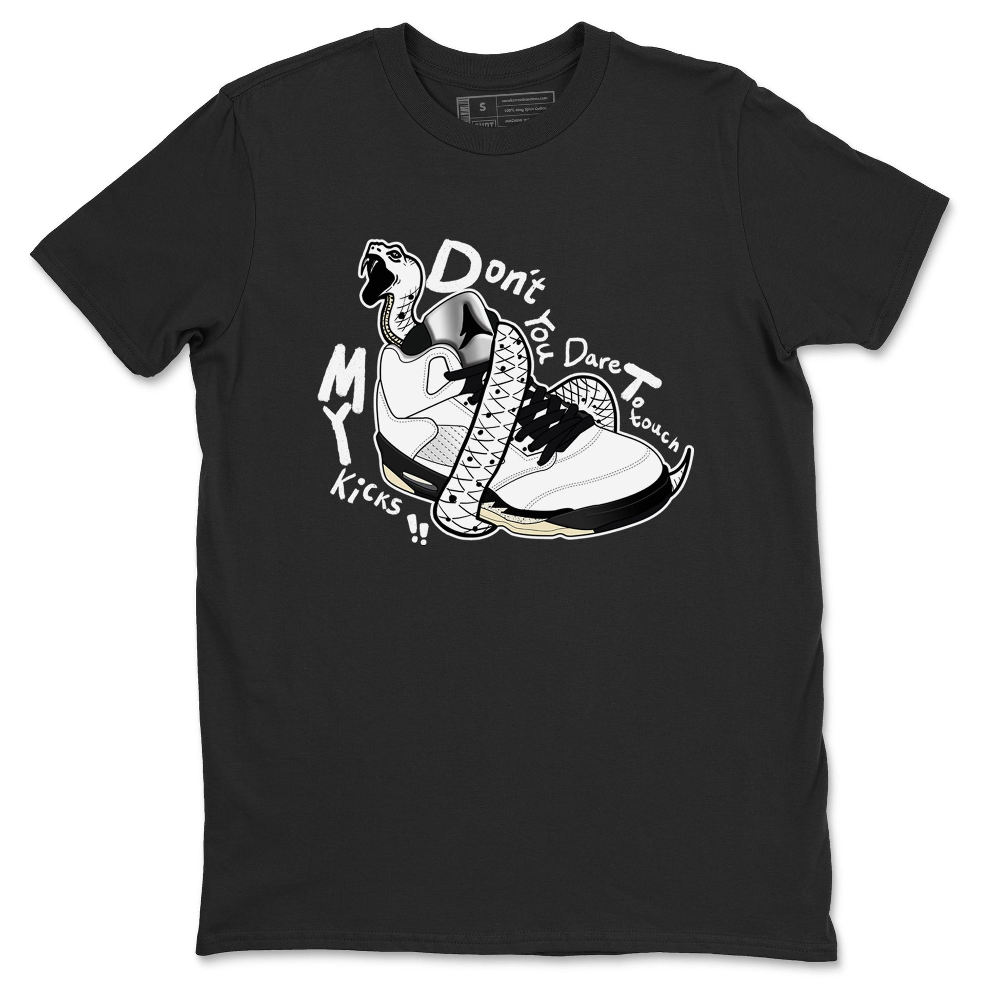 5s White Black shirts to match jordans Don't Touch My Kicks sneaker match tees Air Jordan 5 Retro White Black match shoes to clothes SNRT Sneaker Tees unisex cotton Black 2 shirts