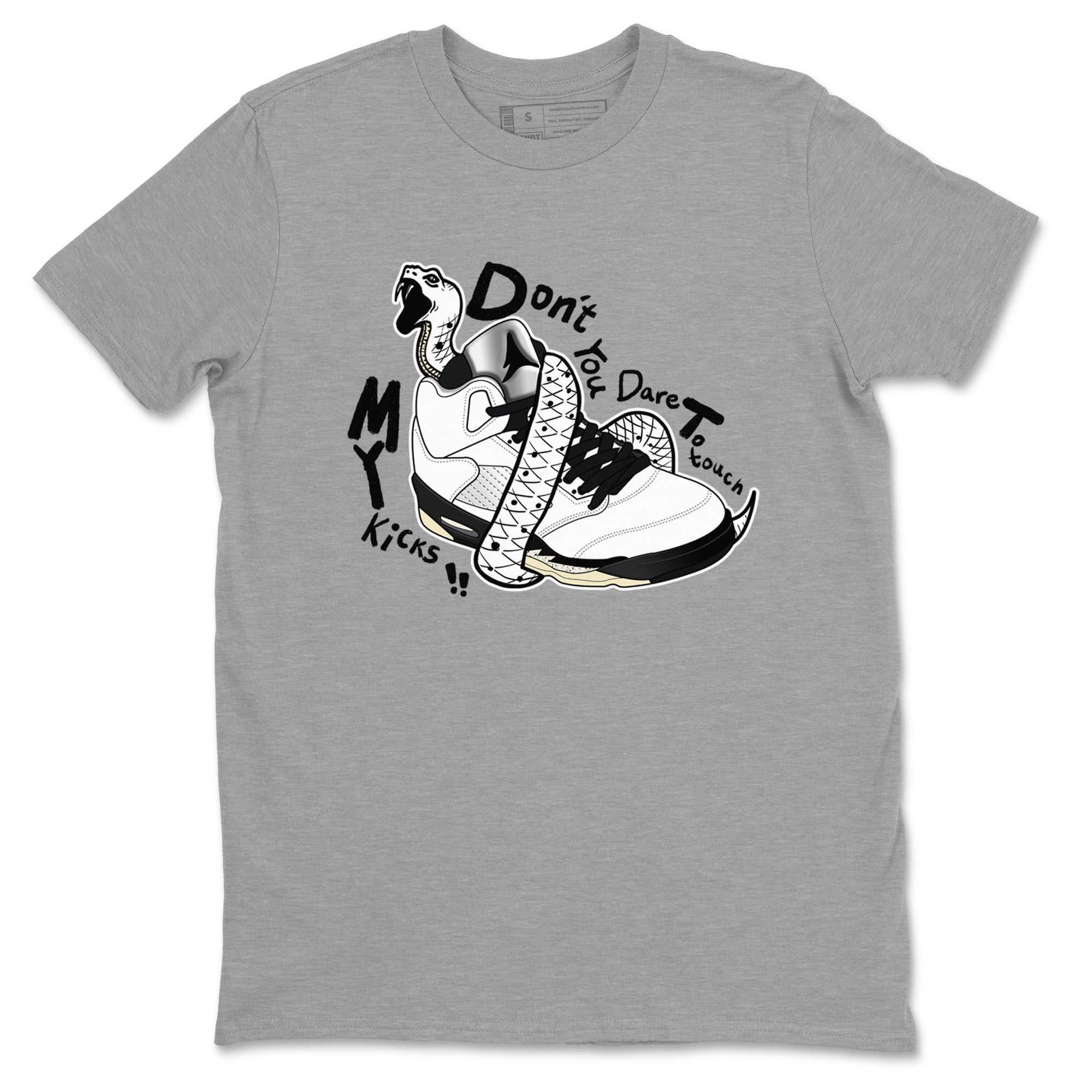 5s White Black shirts to match jordans Don't Touch My Kicks sneaker match tees Air Jordan 5 Retro White Black match shoes to clothes SNRT Sneaker Tees unisex cotton Heather Grey 2 shirts