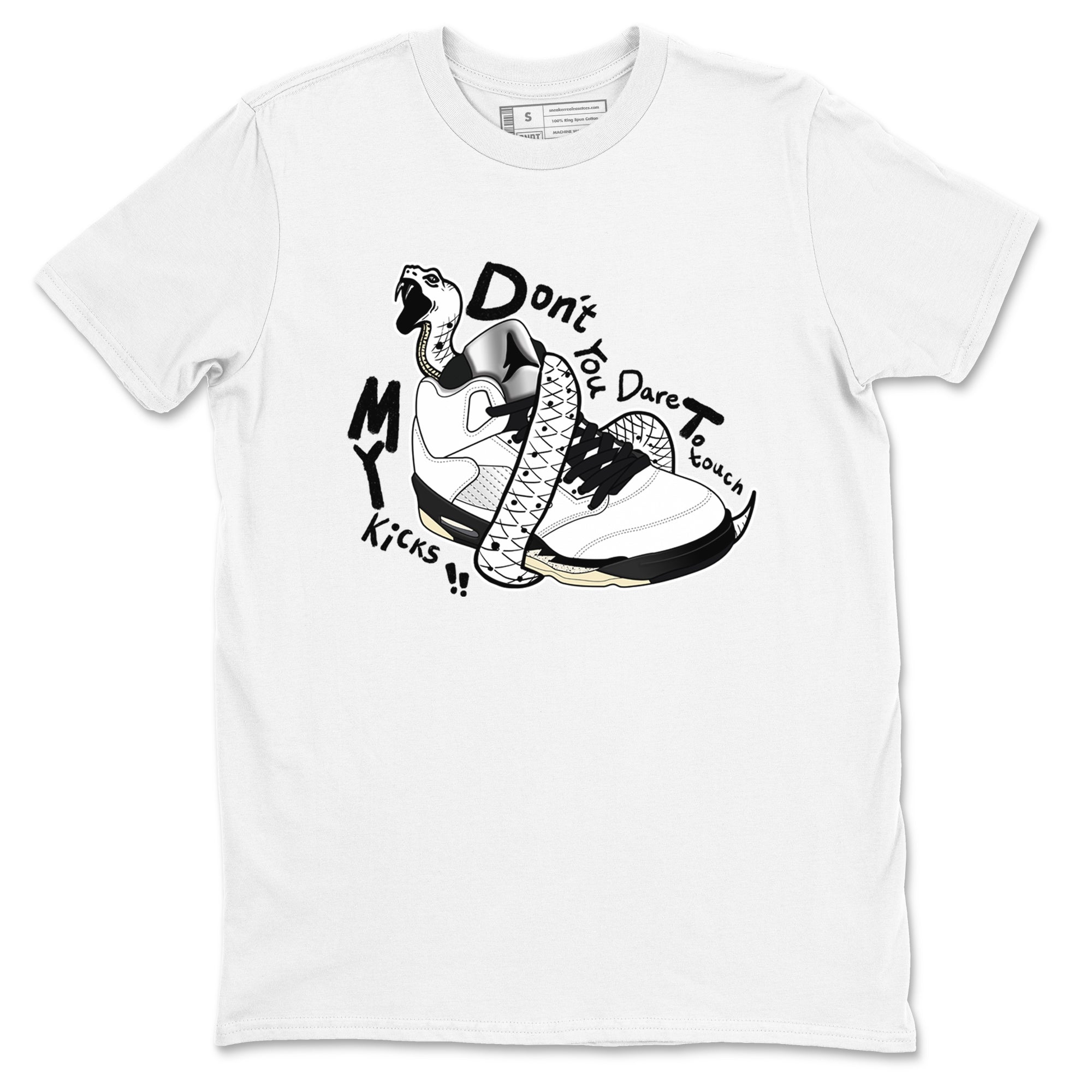 5s White Black shirts to match jordans Don't Touch My Kicks sneaker match tees Air Jordan 5 Retro White Black match shoes to clothes SNRT Sneaker Tees unisex cotton White 2 shirts
