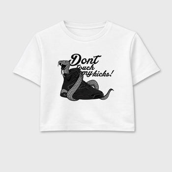Sneaker match tees – Sneaker Tees To Match Air Jordan 6 Cap and Gown Shoes – Don't Touch My Kicks Crop T-Shirt White 2