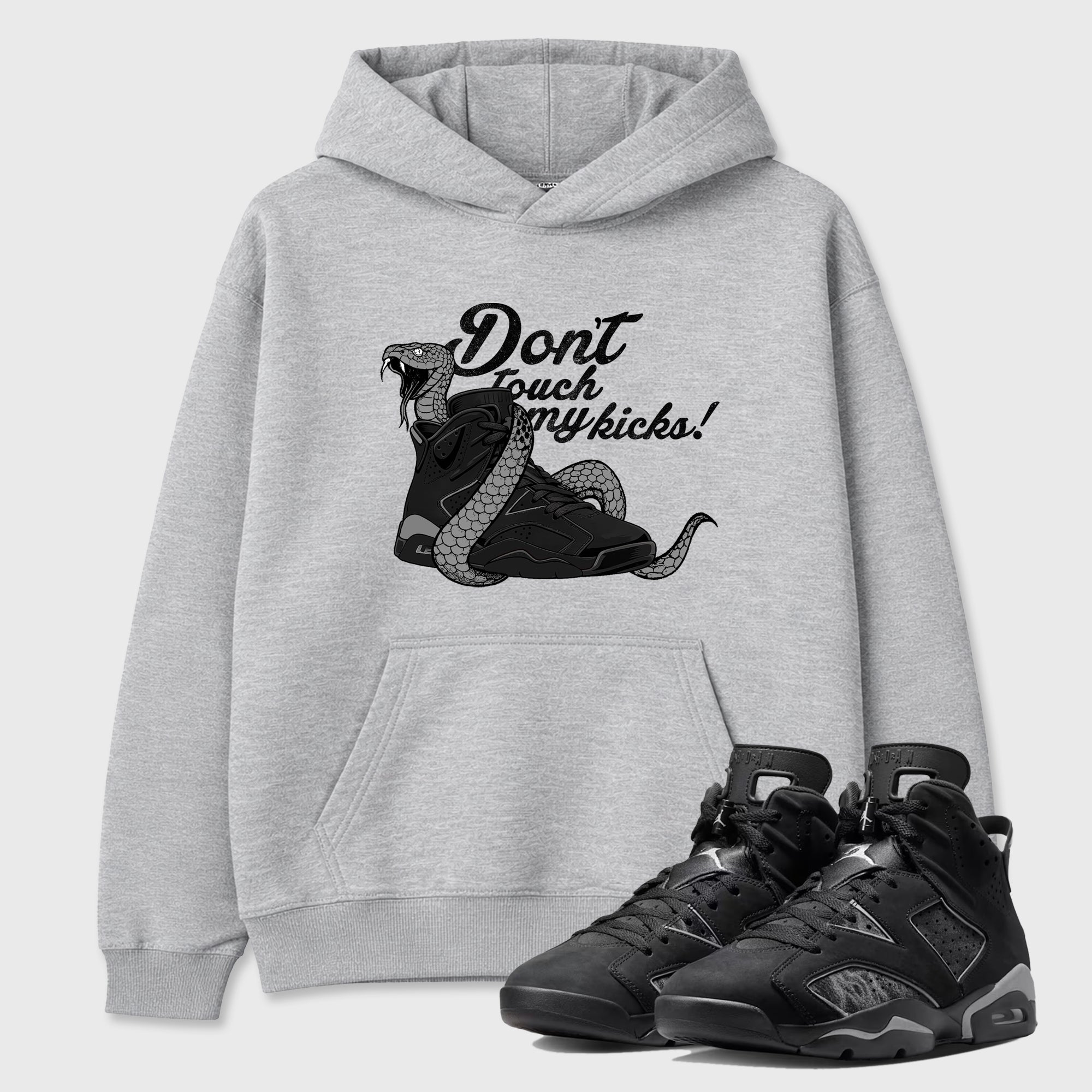 Sneaker match tees – Sneaker Tees To Match Air Jordan 6 Cap and Gown Shoes – Don't Touch My Kicks Tee Heather Grey 1