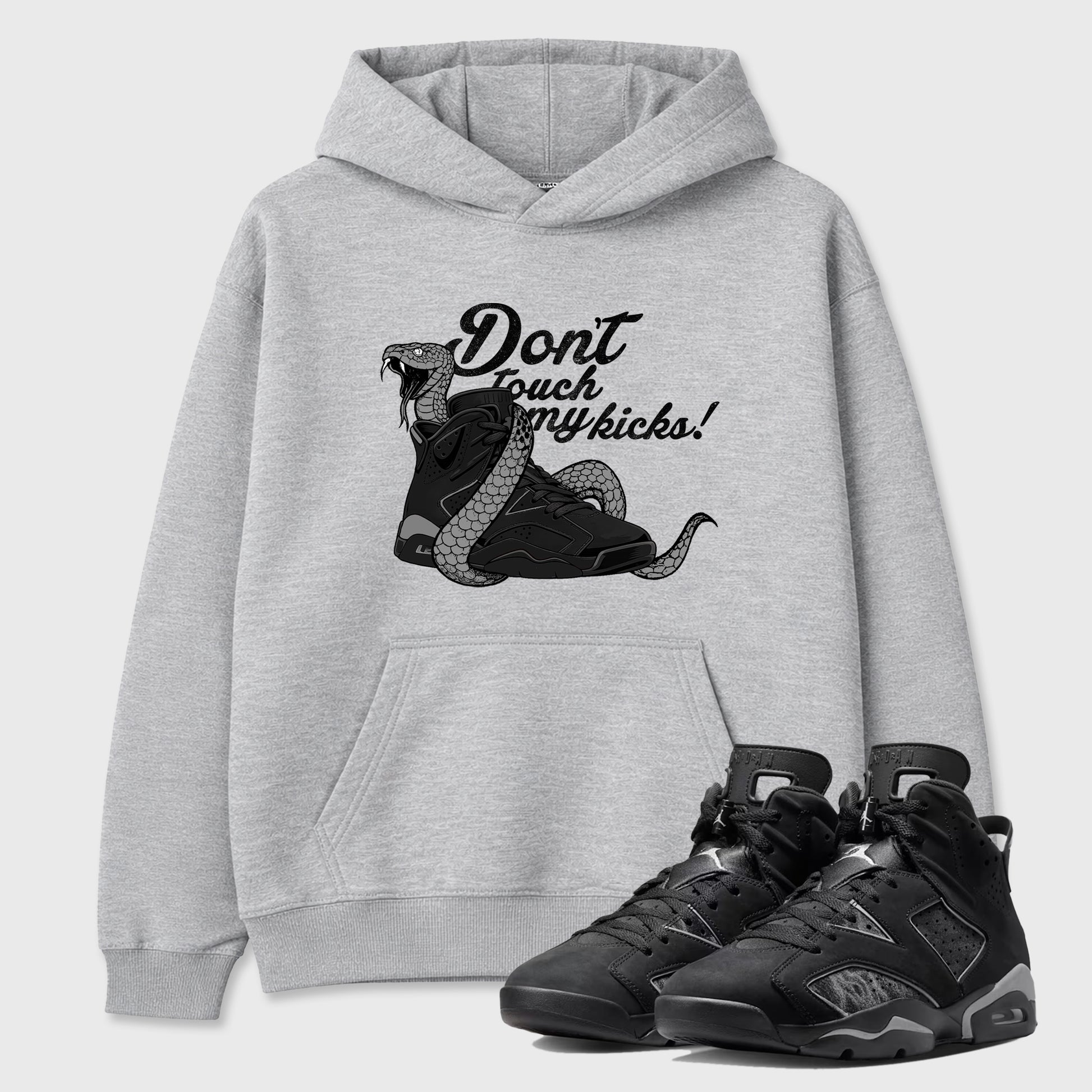 Sneaker match tees – Sneaker Tees To Match Air Jordan 6 Cap and Gown Shoes – Don't Touch My Kicks Tee Heather Grey 1