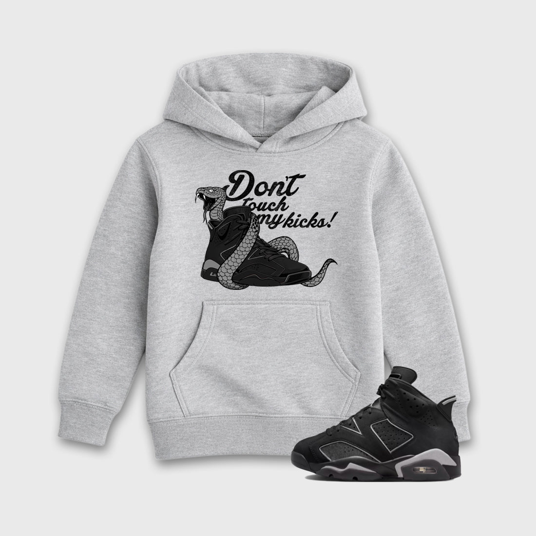 Sneaker match tees – Sneaker Tees To Match Air Jordan 6 Cap and Gown Shoes – Don't Touch My Kicks Kids T-Shirt Heather Grey 1