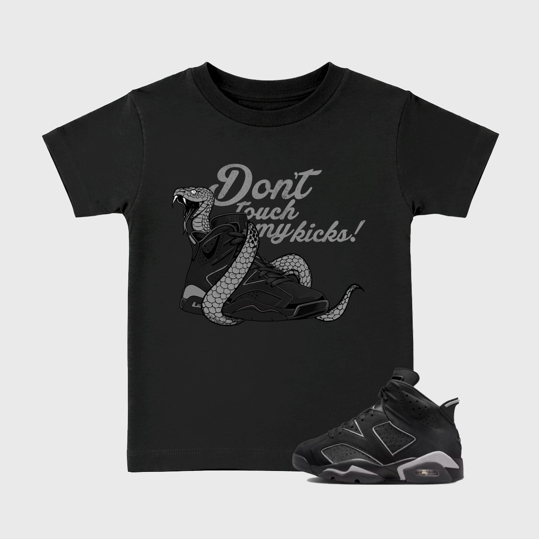 Sneaker match tees – Sneaker Tees To Match Air Jordan 6 Cap and Gown Shoes – Don't Touch My Kicks Kids T-Shirt Black 1