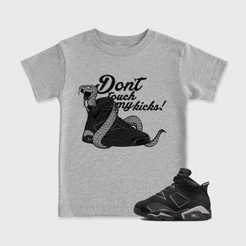 Sneaker match tees – Sneaker Tees To Match Air Jordan 6 Cap and Gown Shoes – Don't Touch My Kicks Kids T-Shirt Heather Grey 1