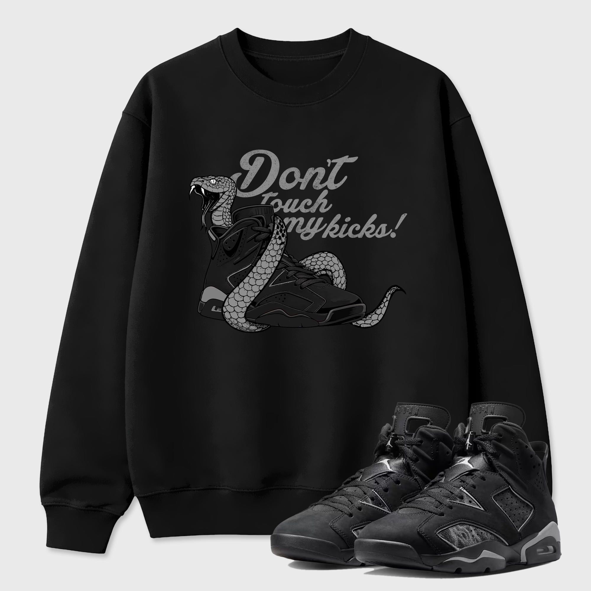 Sneaker match tees – Sneaker Tees To Match Air Jordan 6 Cap and Gown Shoes – Don't Touch My Kicks Tee Black 1