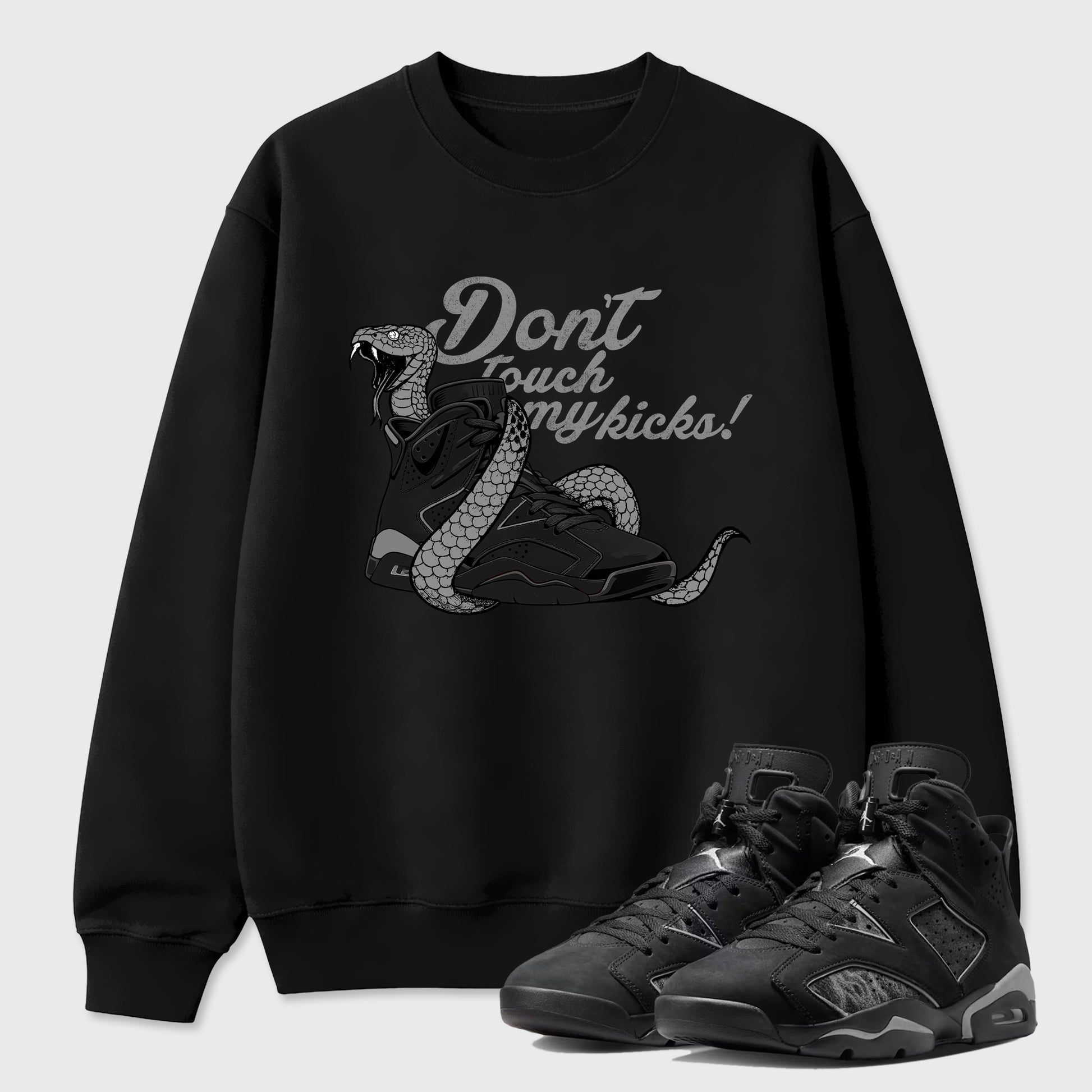 Sneaker match tees – Sneaker Tees To Match Air Jordan 6 Cap and Gown Shoes – Don't Touch My Kicks Tee Black 1