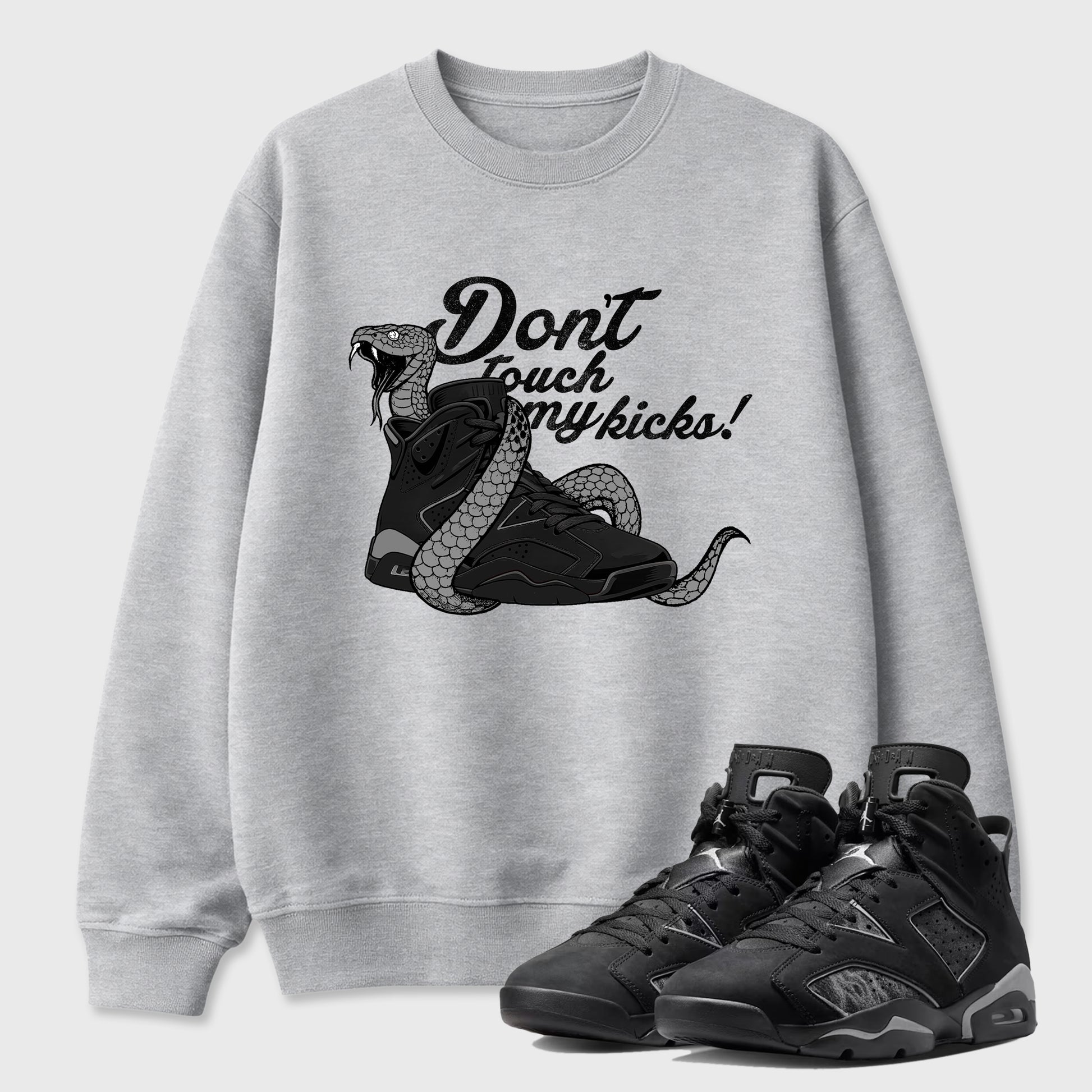 Sneaker match tees – Sneaker Tees To Match Air Jordan 6 Cap and Gown Shoes – Don't Touch My Kicks Tee Heather Grey 1