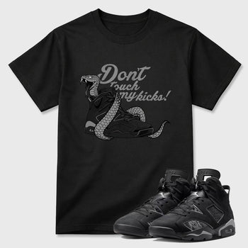 Sneaker match tees – Sneaker Tees To Match Air Jordan 6 Cap and Gown Shoes – Don't Touch My Kicks Tee Black 1