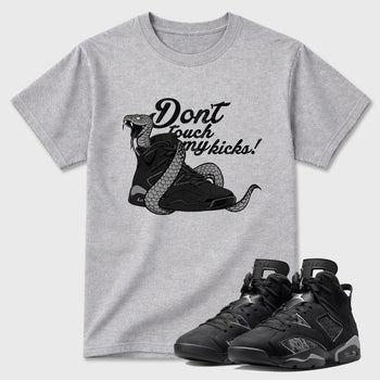 Sneaker match tees – Sneaker Tees To Match Air Jordan 6 Cap and Gown Shoes – Don't Touch My Kicks Tee Heather Grey 1