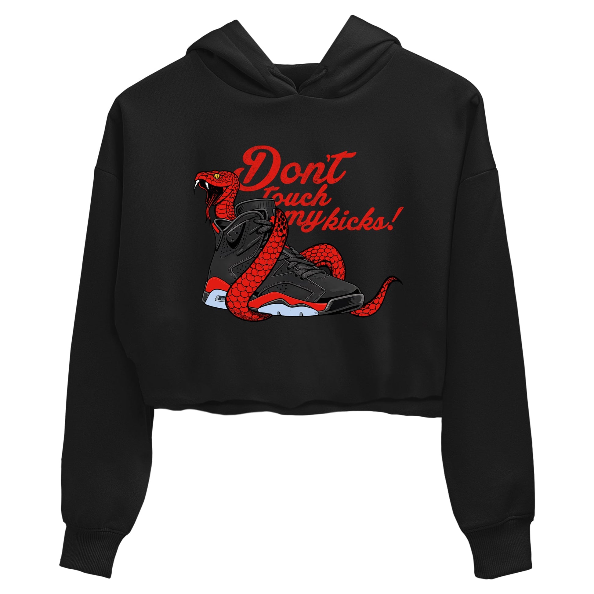 Sneaker match tees – Sneaker Tees To Match Air Jordan 6 Reverse Infrared Shoes – Don't Touch My Kicks Crop T-Shirt Black 2