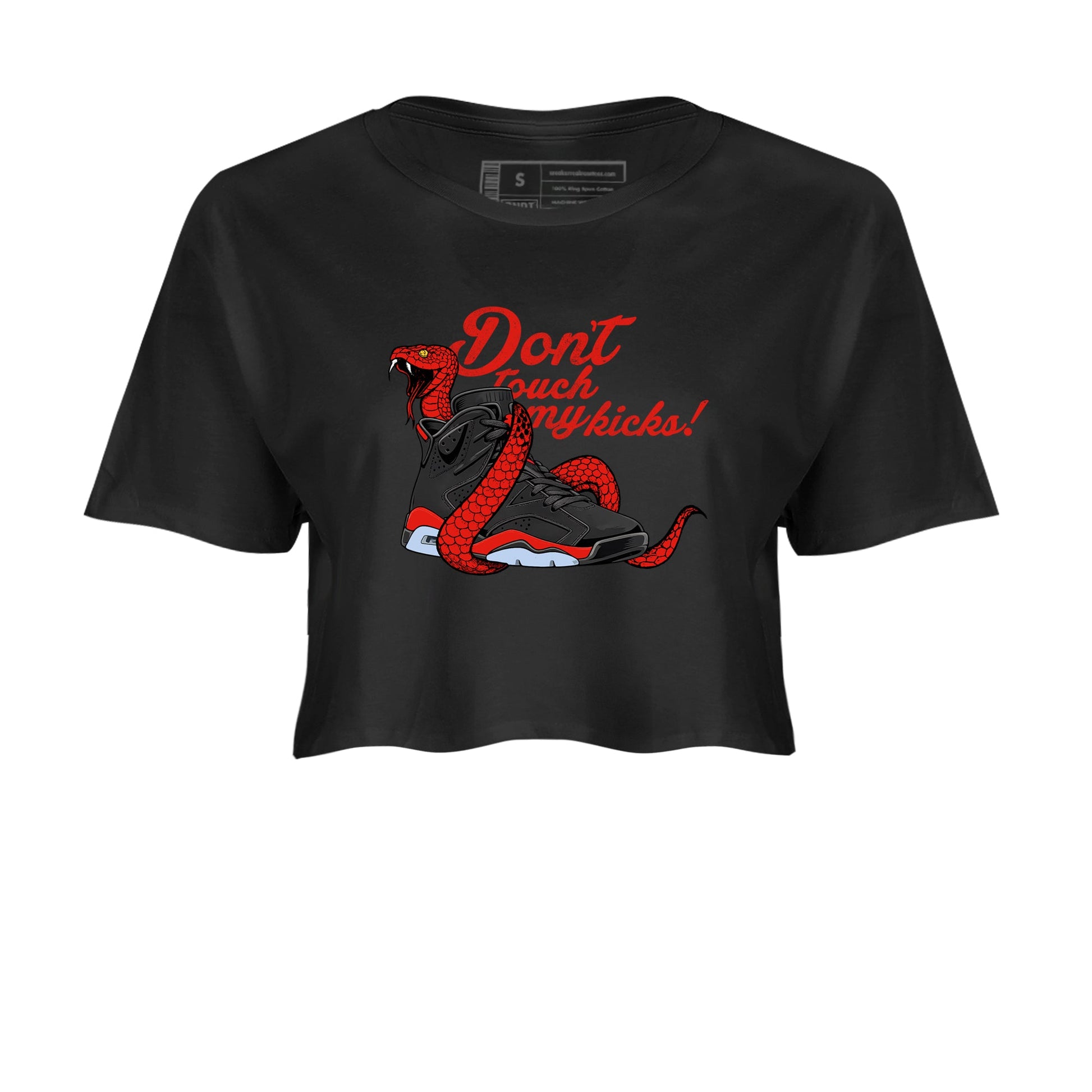 Sneaker match tees – Sneaker Tees To Match Air Jordan 6 Reverse Infrared Shoes – Don't Touch My Kicks Crop T-Shirt Black 2
