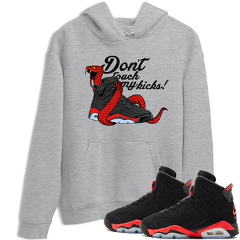 Sneaker match tees – Sneaker Tees To Match Air Jordan 6 Reverse Infrared Shoes – Don't Touch My Kicks Tee Heather Grey 1