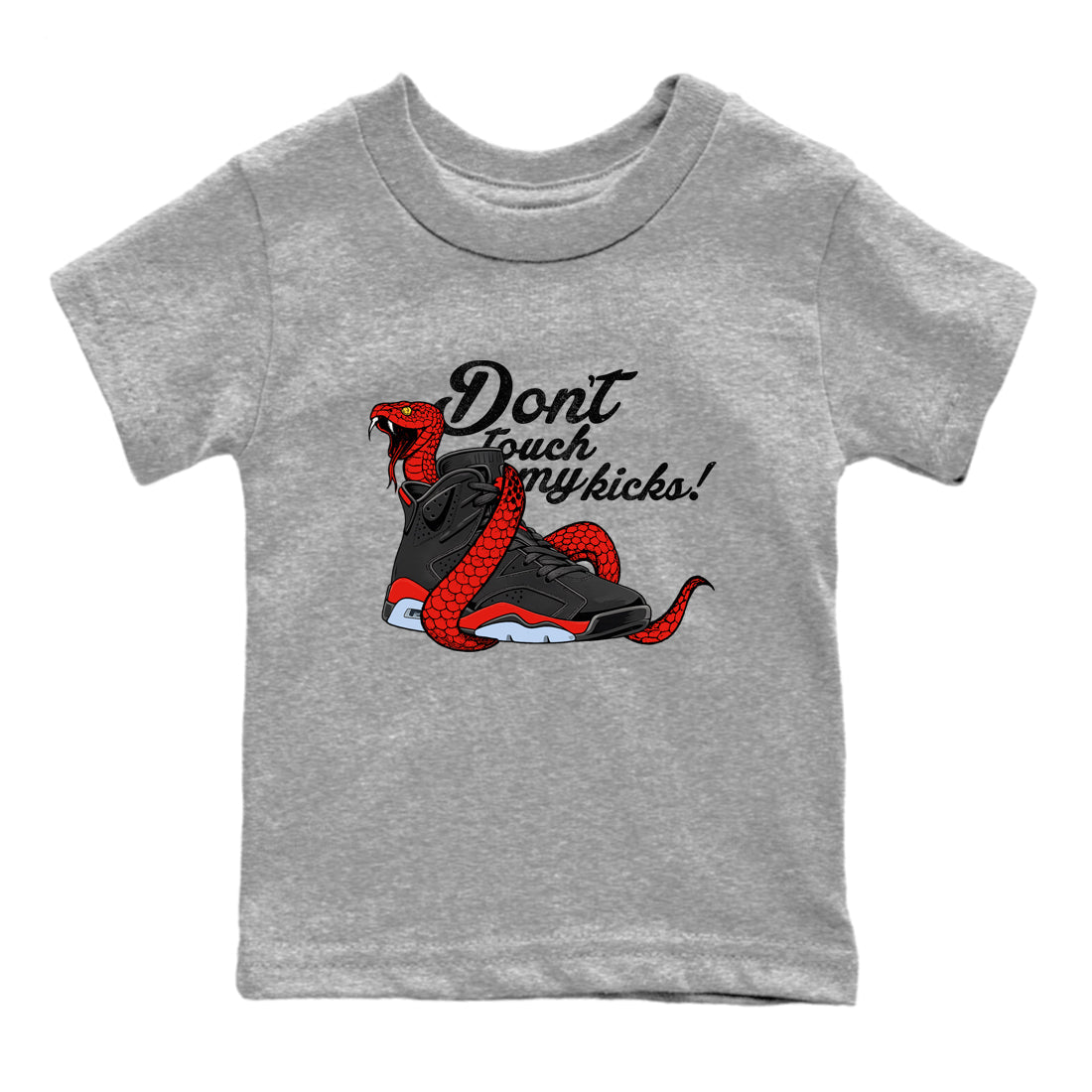 Sneaker match tees – Sneaker Tees To Match Air Jordan 6 Reverse Infrared Shoes – Don't Touch My Kicks Kids T-Shirt Heather Grey 2