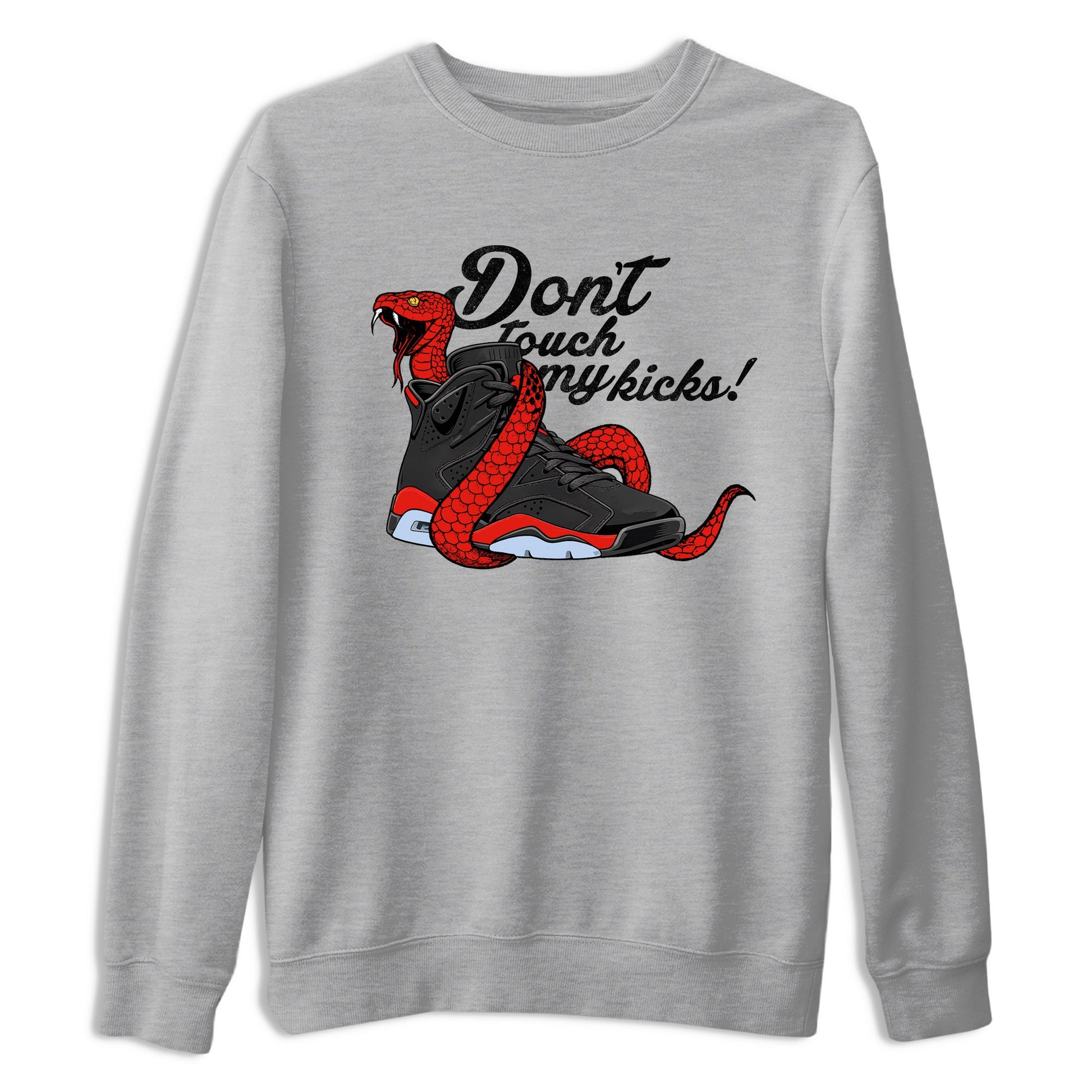 Sneaker match tees – Sneaker Tees To Match Air Jordan 6 Reverse Infrared Shoes – Don't Touch My Kicks Tee Heather Grey 2