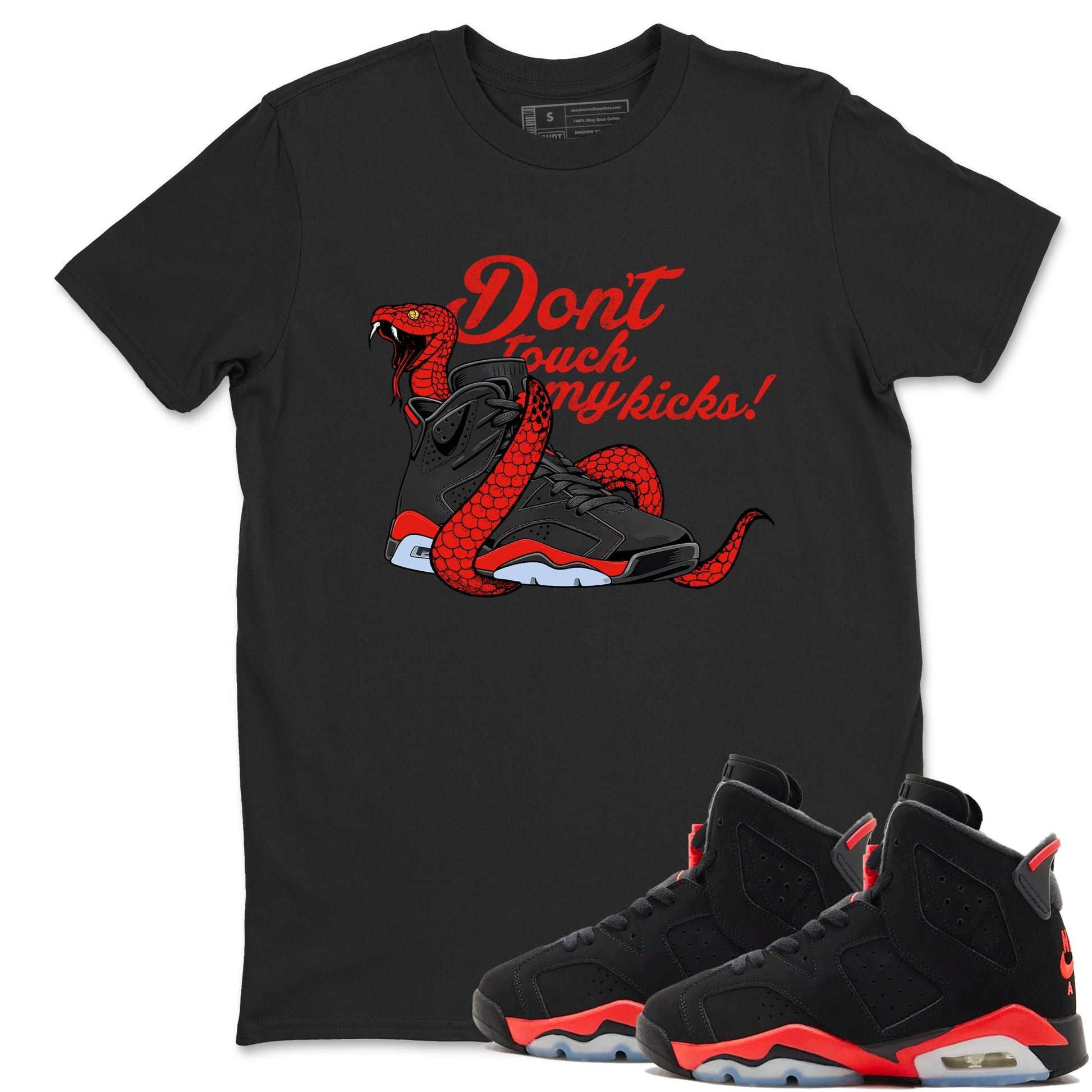 Sneaker match tees – Sneaker Tees To Match Air Jordan 6 Reverse Infrared Shoes – Don't Touch My Kicks Tee Black 1