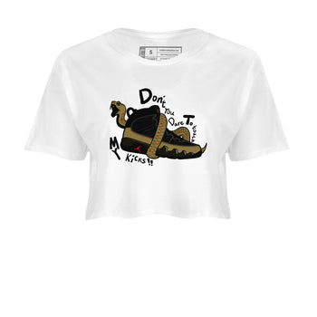 9s Olive shirts to match jordans Don't Touch My Kicks sneaker match tees Air Jordan 9 Olive match shoes to clothes SNRT Sneaker Tees unisex cotton White 2 crop tee