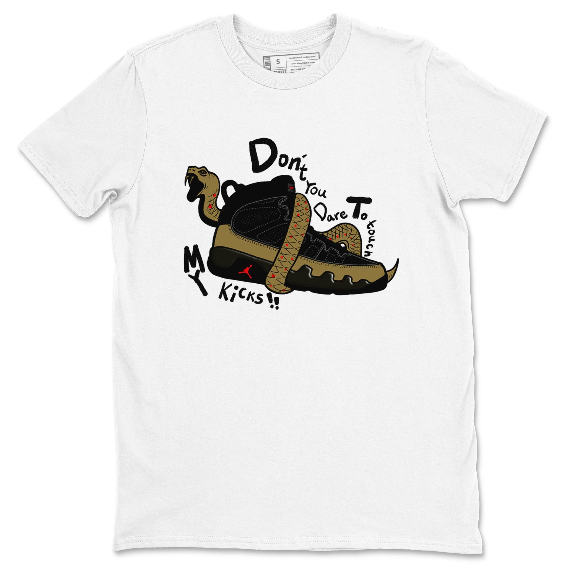 9s Olive shirts to match jordans Don't Touch My Kicks sneaker match tees Air Jordan 9 Olive match shoes to clothes SNRT Sneaker Tees unisex cotton White 2 shirts