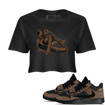 Jordan Jumpman Jack TR Travis Scott Dark Mocha shirts to match jordans Don't Touch My Kicks sneaker match tees Jordan Jumpman Jack Travis Scott Dark Mocha match shoes to clothes SNRT Sneaker Tees unisex cotton Black 1 crop tee