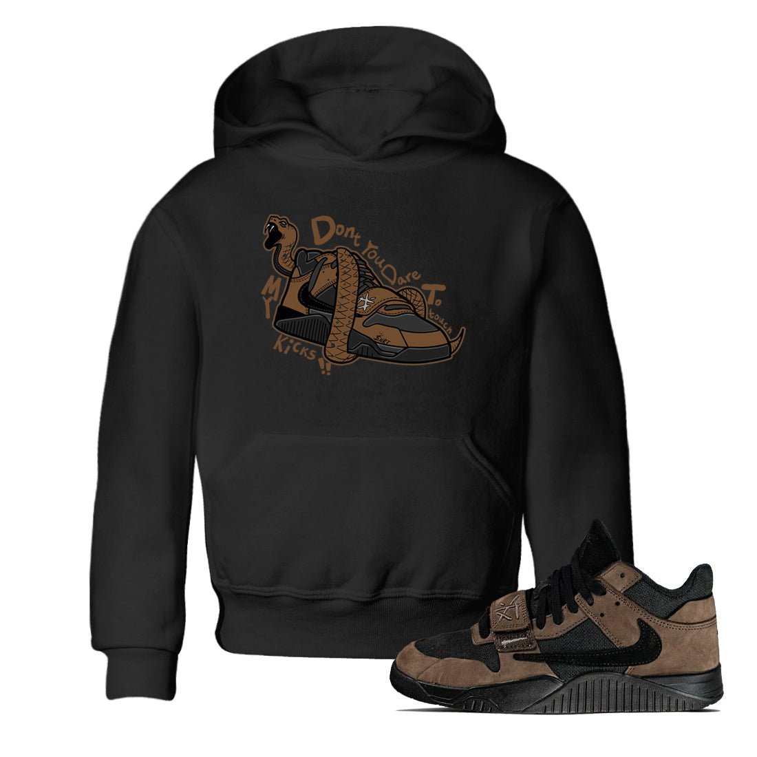 Jordan Jumpman Jack TR Travis Scott Dark Mocha shirts to match jordans Don't Touch My Kicks sneaker match tees Jordan Jumpman Jack Travis Scott Dark Mocha match shoes to clothes SNRT Sneaker Tees Youth Baby Black 1 tee