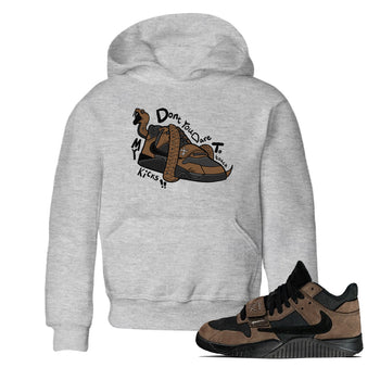 Jordan Jumpman Jack TR Travis Scott Dark Mocha shirts to match jordans Don't Touch My Kicks sneaker match tees Jordan Jumpman Jack Travis Scott Dark Mocha match shoes to clothes SNRT Sneaker Tees Youth Baby Heather Grey 1 tee