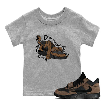 Jordan Jumpman Jack TR Travis Scott Dark Mocha shirts to match jordans Don't Touch My Kicks sneaker match tees Jordan Jumpman Jack Travis Scott Dark Mocha match shoes to clothes SNRT Sneaker Tees Youth Baby Heather Grey 1 tee