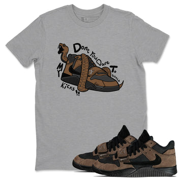 Jordan Jumpman Jack TR Travis Scott Dark Mocha shirts to match jordans Don't Touch My Kicks sneaker match tees Jordan Jumpman Jack Travis Scott Dark Mocha match shoes to clothes SNRT Sneaker Tees unisex cotton Heather Grey 1 shirts