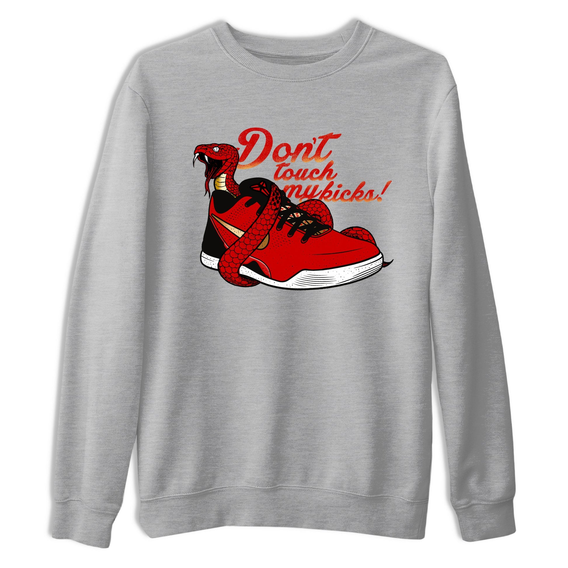 Sneaker match tees – Sneaker Tees To Match Nike KB 9 China Kobe 9 Low Proto EM University Red and Metallic Gold Shoes – Don't Touch My Kicks Tee Heather Grey 2