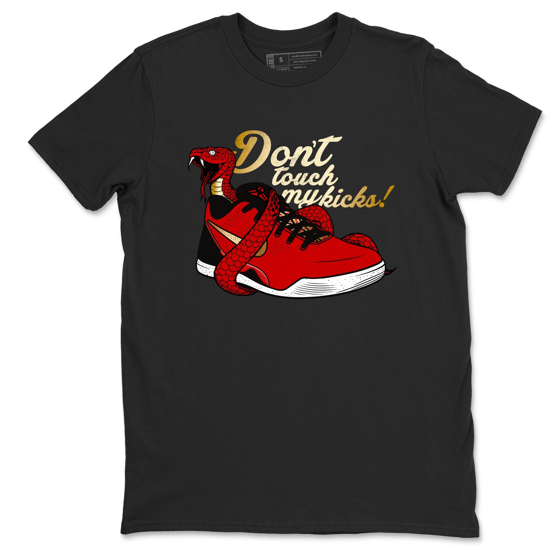 Sneaker match tees – Sneaker Tees To Match Nike KB 9 China Kobe 9 Low Proto EM University Red and Metallic Gold Shoes – Don't Touch My Kicks Tee Black 2