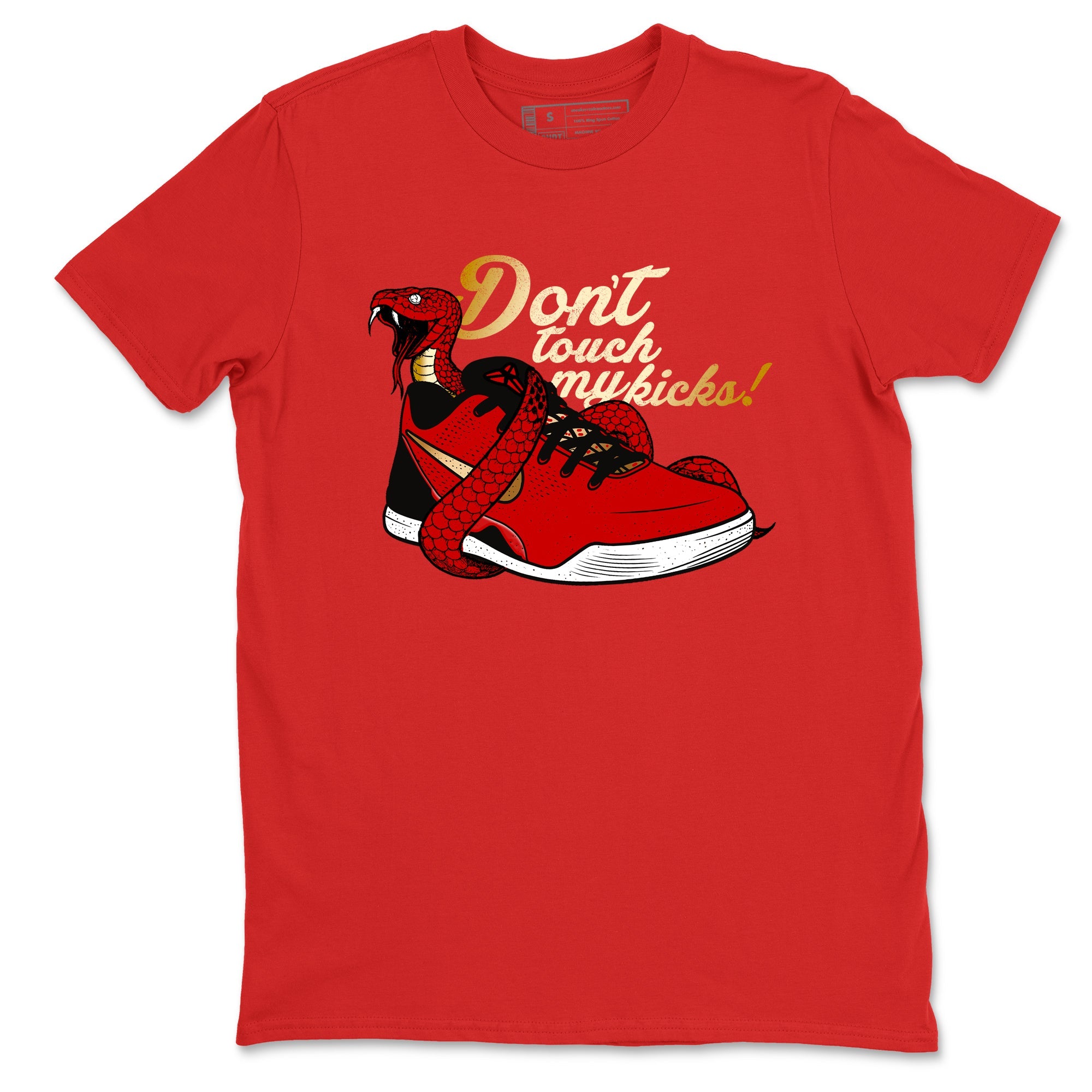 Sneaker match tees – Sneaker Tees To Match Nike KB 9 China Kobe 9 Low Proto EM University Red and Metallic Gold Shoes – Don't Touch My Kicks Tee Red 2