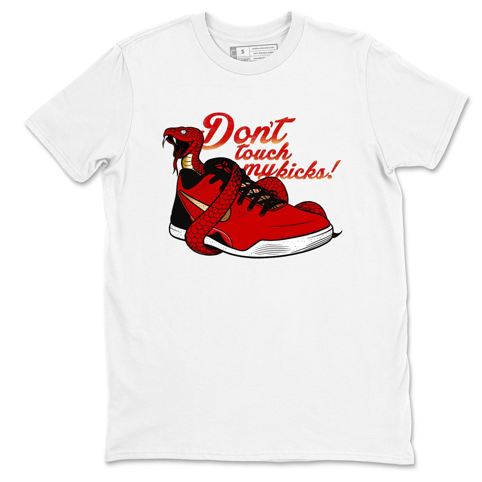 Sneaker match tees – Sneaker Tees To Match Nike KB 9 China Kobe 9 Low Proto EM University Red and Metallic Gold Shoes – Don't Touch My Kicks Tee White 2
