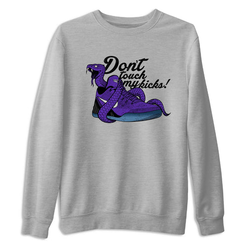 Sneaker Threads – Sneaker Tees To Match Nike KB 9 Hyper Grape – Don't Touch My Kicks Graphic Tee Heather Grey 2. Perfect for Jordan releases 2025 colorways. Perfect for purple basketball sneaker releases and legacy-inspired colorways for 2025 hoopers.
