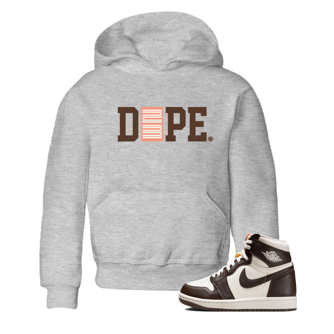 Sneaker match tees – Sneaker Tees To Match Air Jordan 1 Baroque Brown Shoes – Dope 23 Kids T-Shirt Heather Grey 1